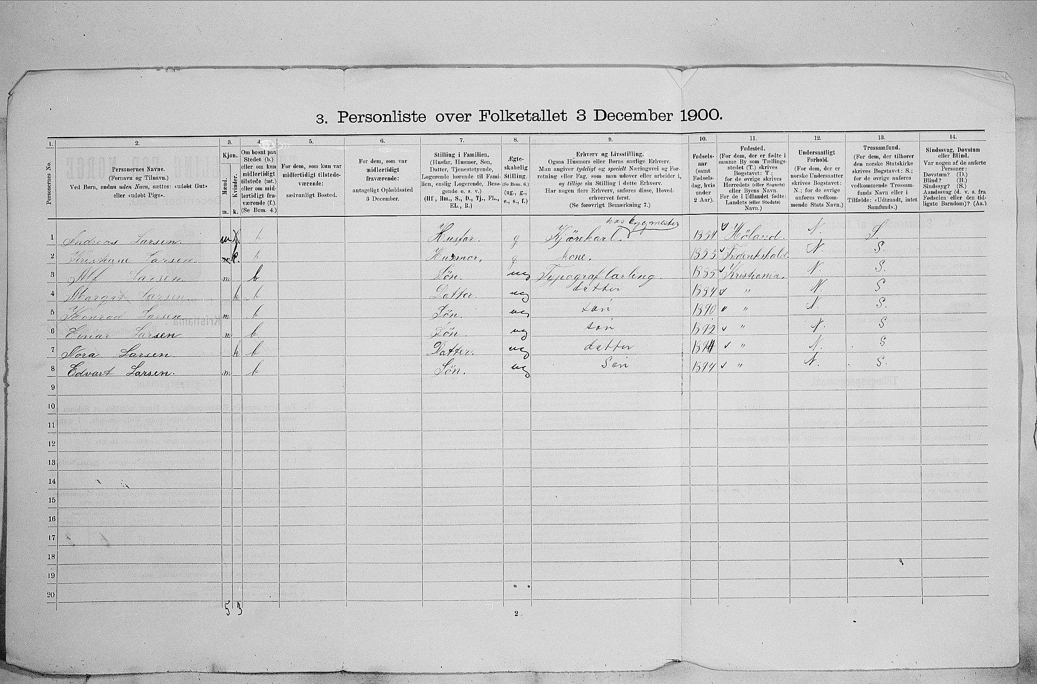 SAO, 1900 census for Kristiania, 1900, p. 57259