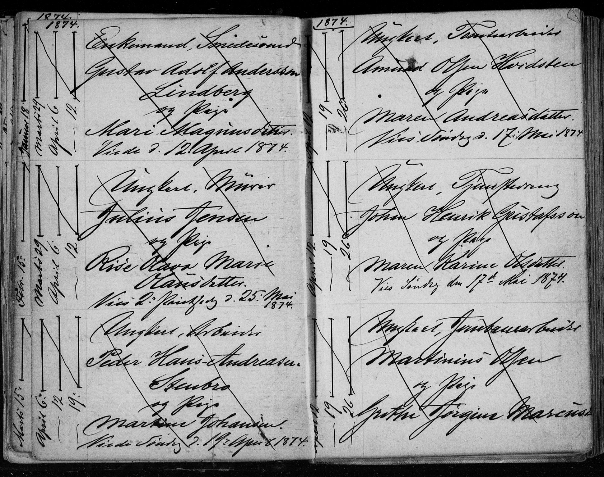 Bragernes kirkebøker, AV/SAKO-A-6/H/Ha/L0006: Banns register no. 6, 1873-1896