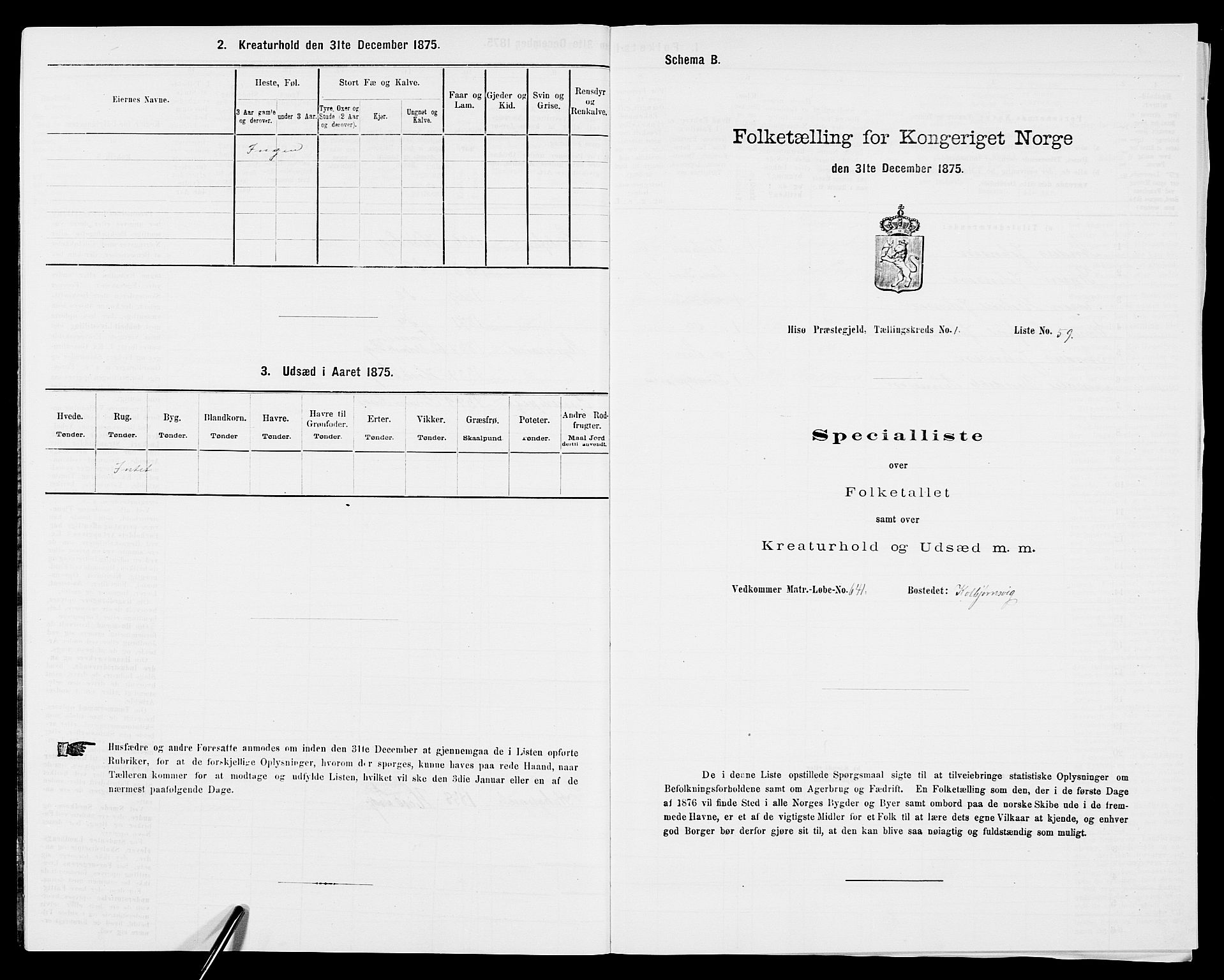 SAK, 1875 census for 0922P Hisøy, 1875, p. 164