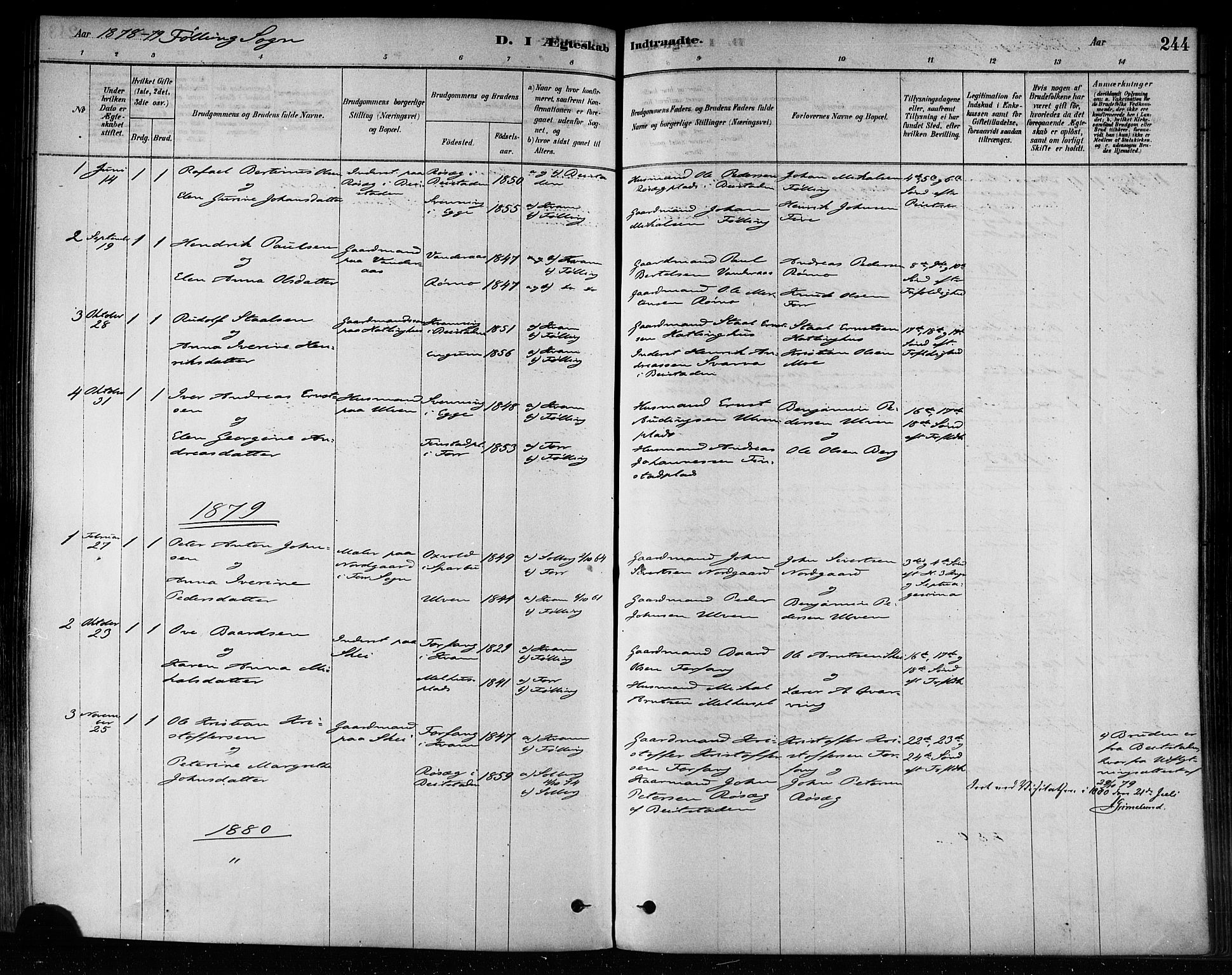 Ministerialprotokoller, klokkerbøker og fødselsregistre - Nord-Trøndelag, SAT/A-1458/746/L0449: Parish register (official) no. 746A07 /3, 1878-1899, p. 244