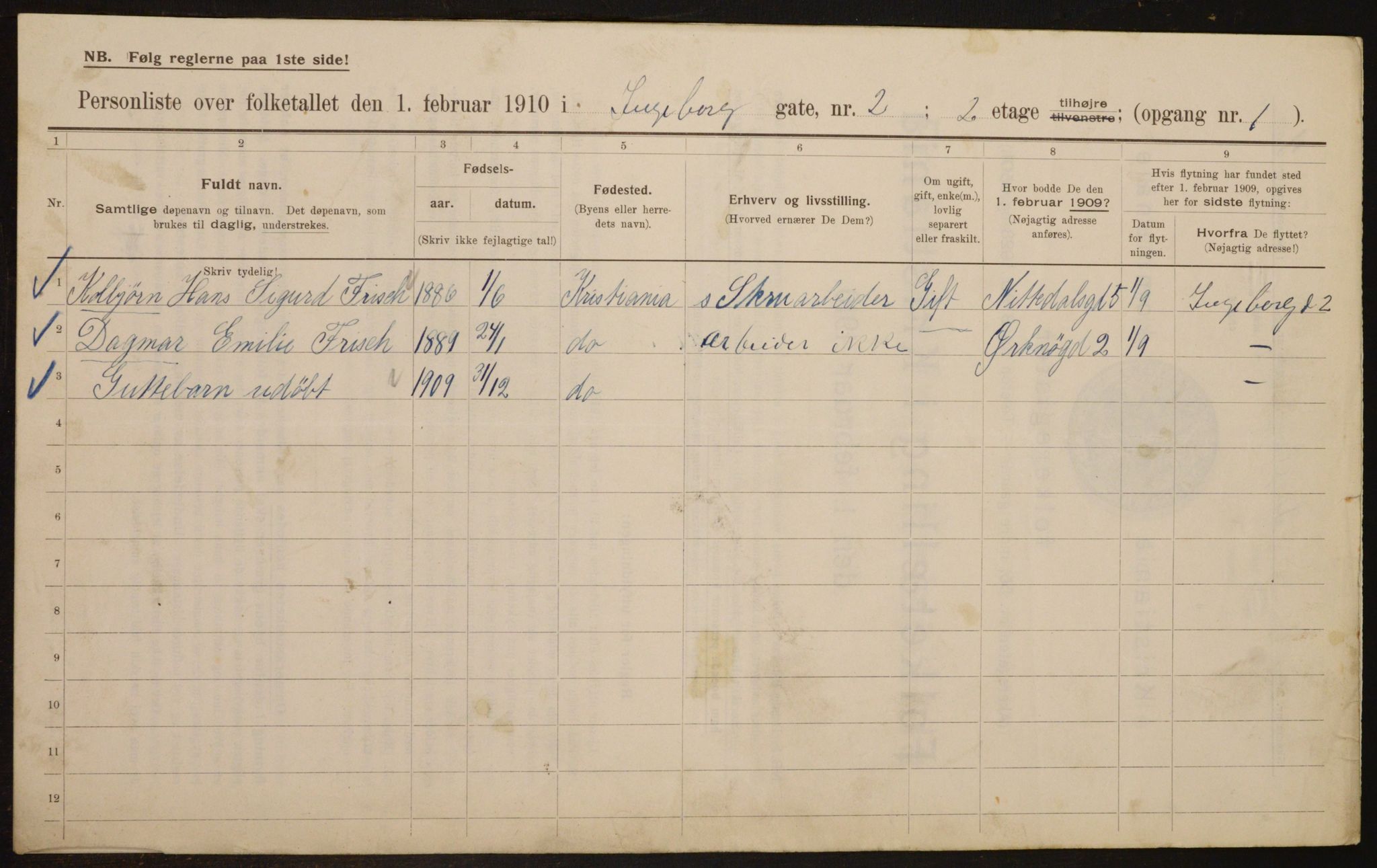 OBA, Municipal Census 1910 for Kristiania, 1910, p. 42767