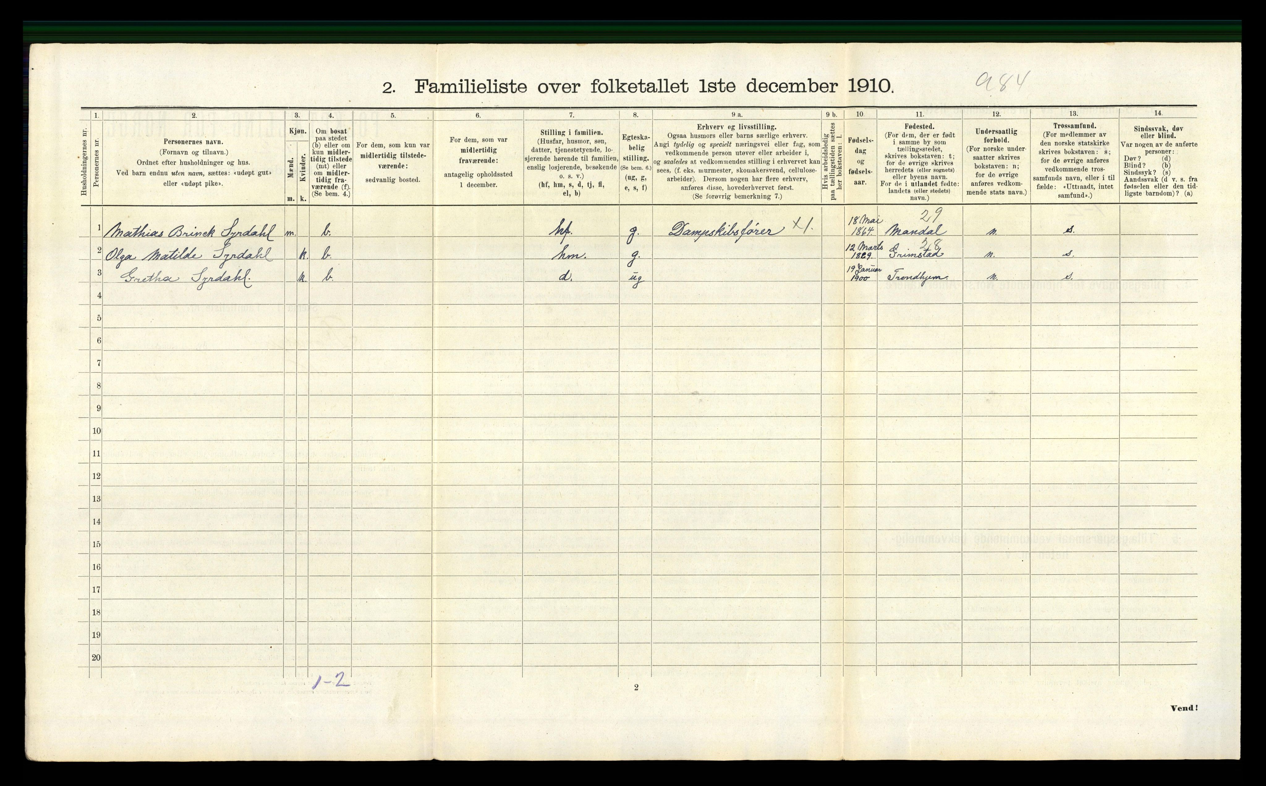 RA, 1910 census for Trondheim, 1910, p. 1074