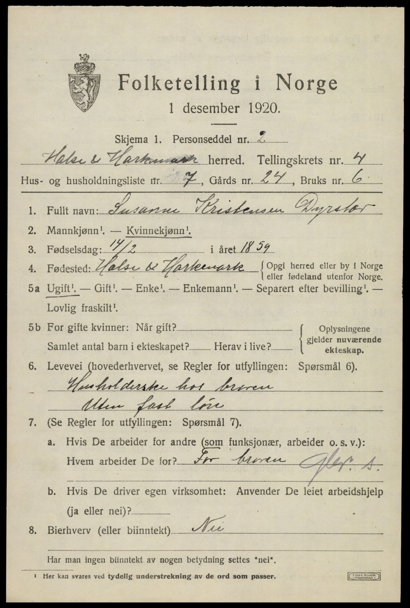 SAK, 1920 census for Halse og Harkmark, 1920, p. 2920