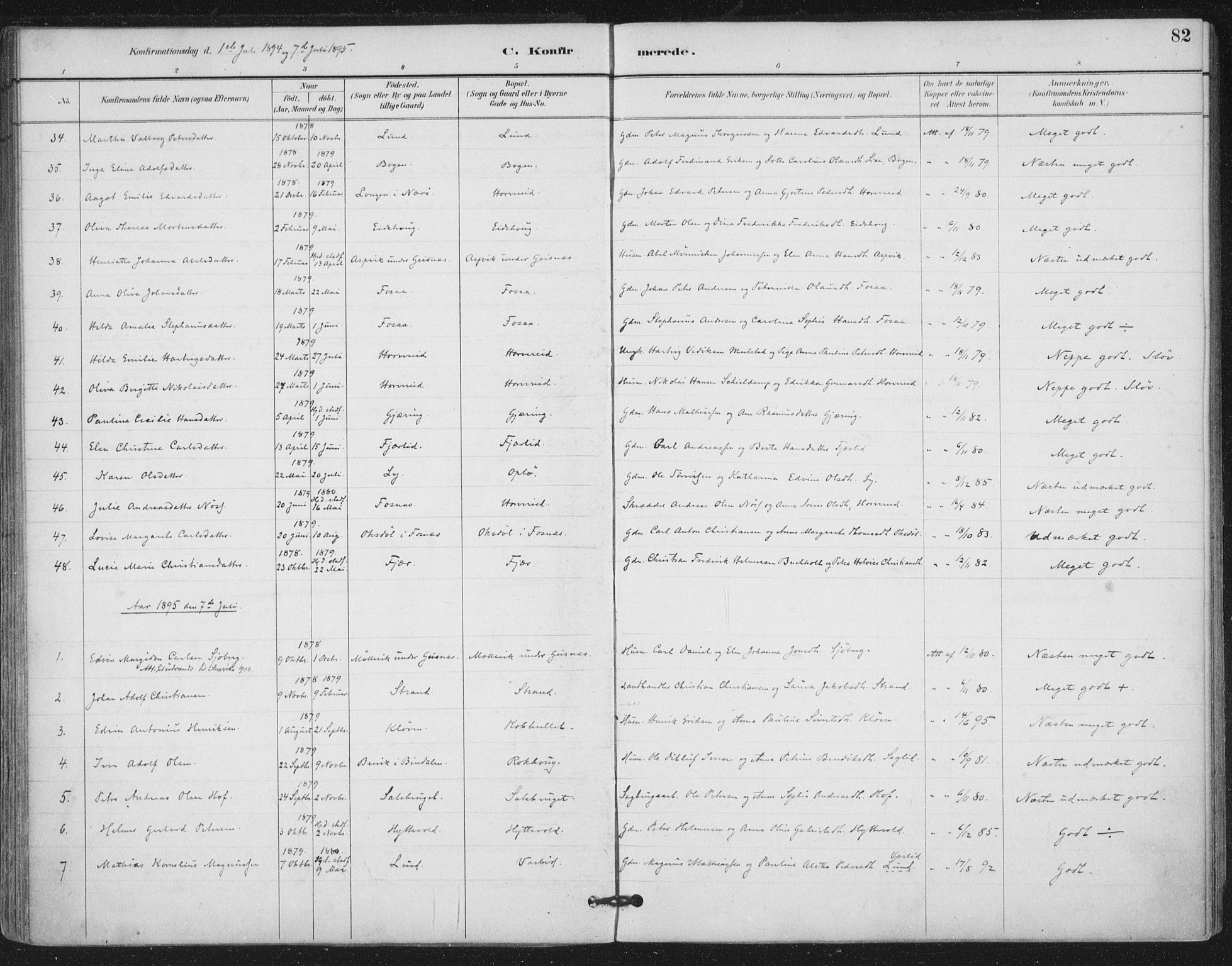 Ministerialprotokoller, klokkerbøker og fødselsregistre - Nord-Trøndelag, SAT/A-1458/780/L0644: Parish register (official) no. 780A08, 1886-1903, p. 82