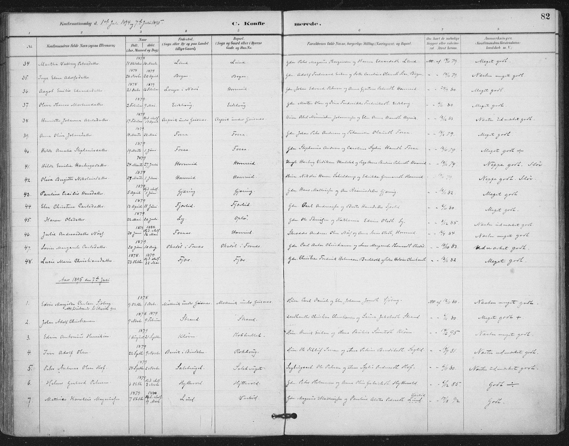 Ministerialprotokoller, klokkerbøker og fødselsregistre - Nord-Trøndelag, AV/SAT-A-1458/780/L0644: Parish register (official) no. 780A08, 1886-1903, p. 82