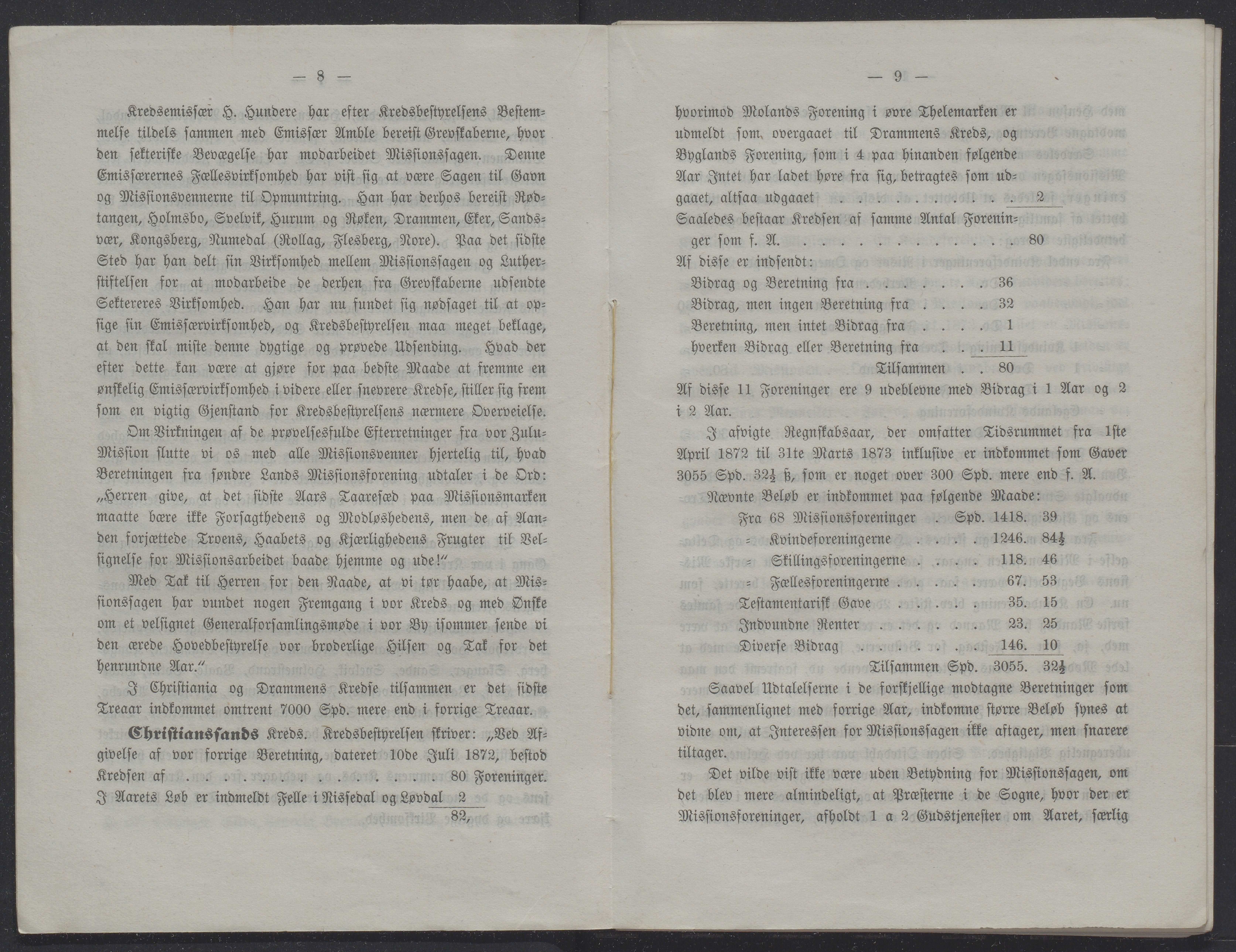 Det Norske Misjonsselskap - hovedadministrasjonen, VID/MA-A-1045/D/Db/Dba/L0338/0001: Beretninger, Bøker, Skrifter o.l   / Årsberetninger 31, 1873, p. 8-9