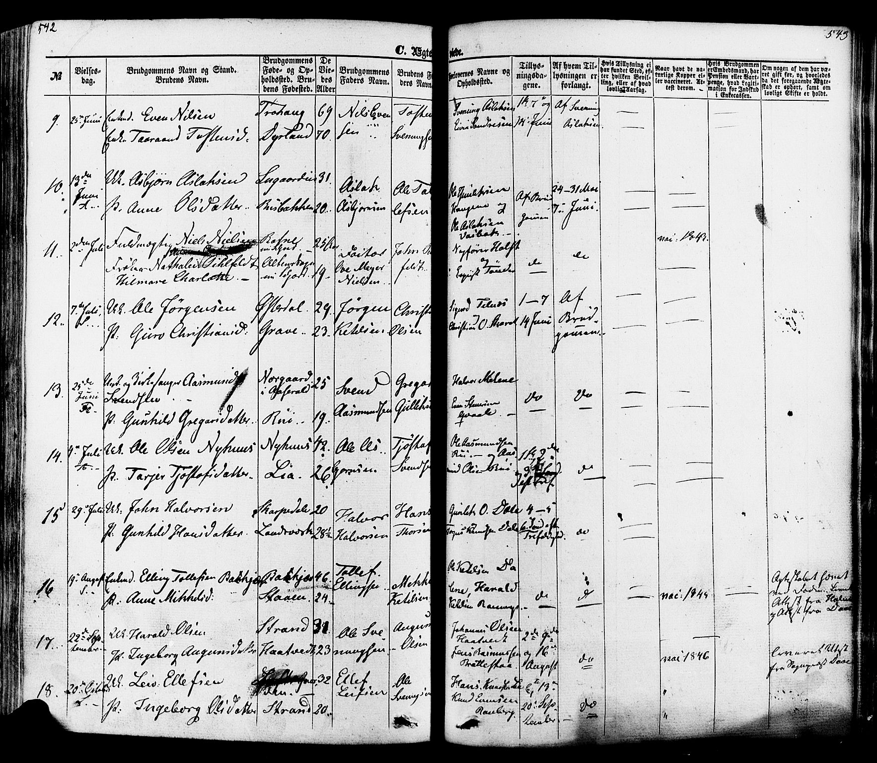 Seljord kirkebøker, SAKO/A-20/F/Fa/L0013: Parish register (official) no. I 13, 1866-1876, p. 542-543