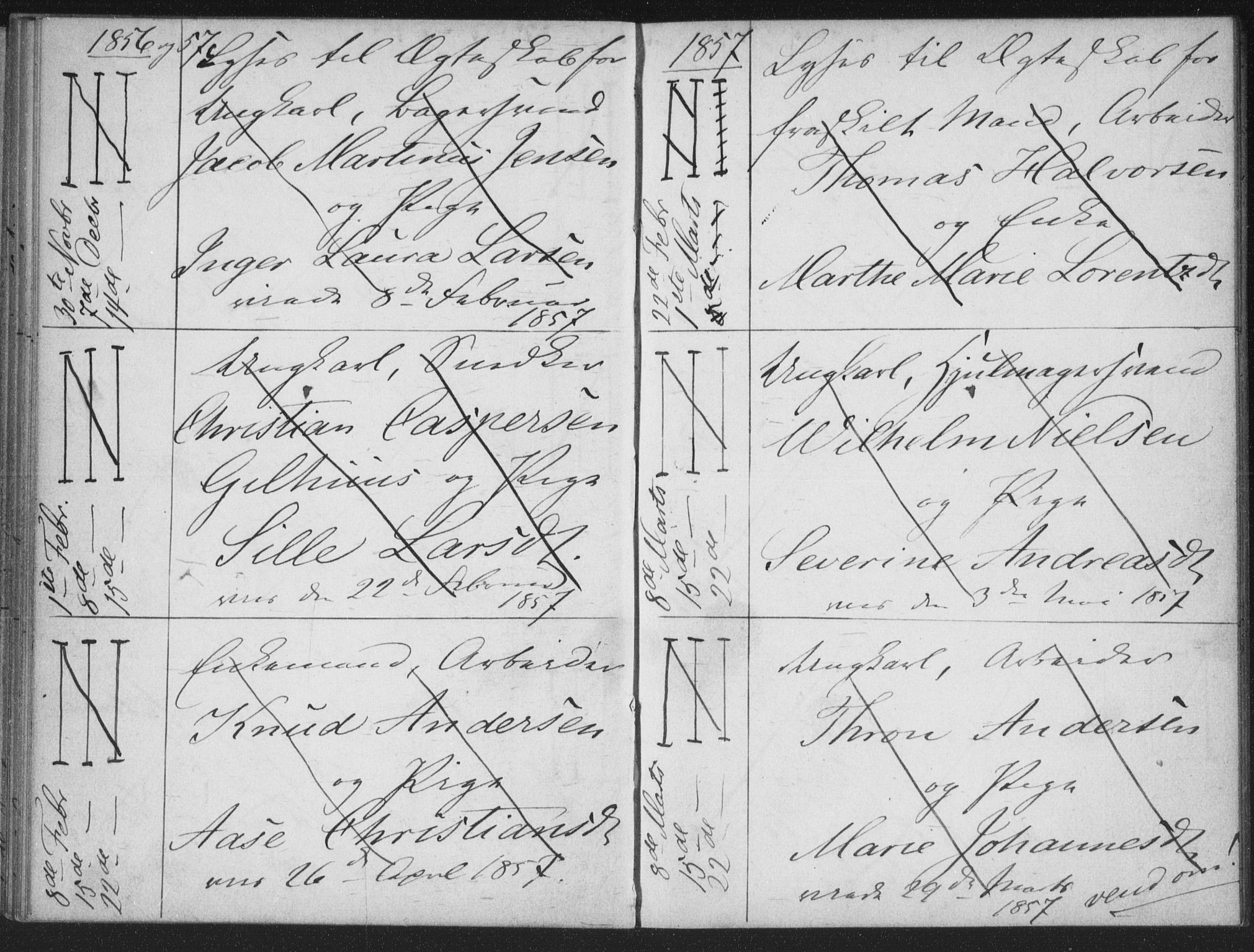 Bragernes kirkebøker, AV/SAKO-A-6/H/Ha/L0003: Banns register no. 3, 1854-1859