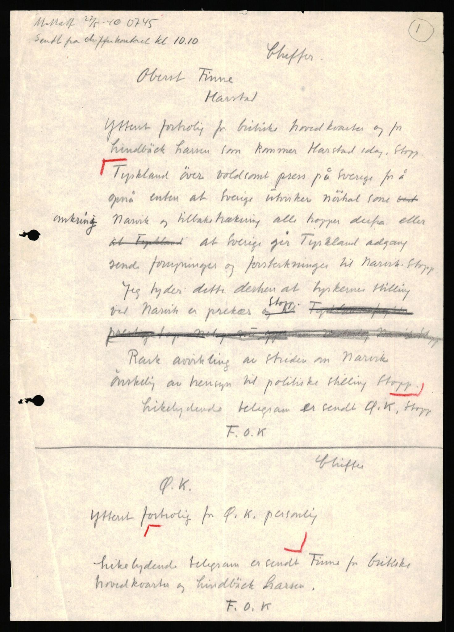 Forsvaret, Forsvarets krigshistoriske avdeling, RA/RAFA-2017/Y/Yf/L0198: II-C-11-2100  -  Kapitulasjonen i 1940, 1940, p. 77