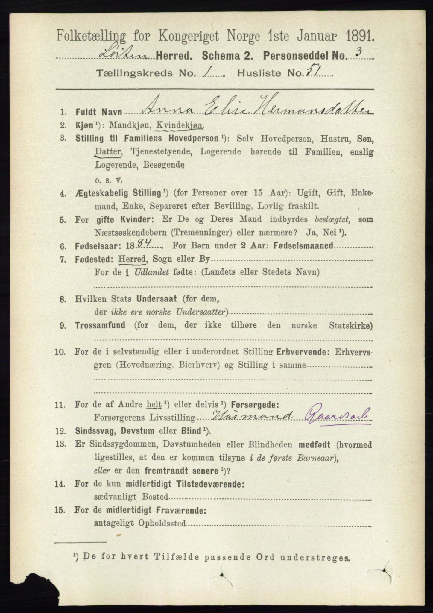 RA, 1891 census for 0415 Løten, 1891, p. 504