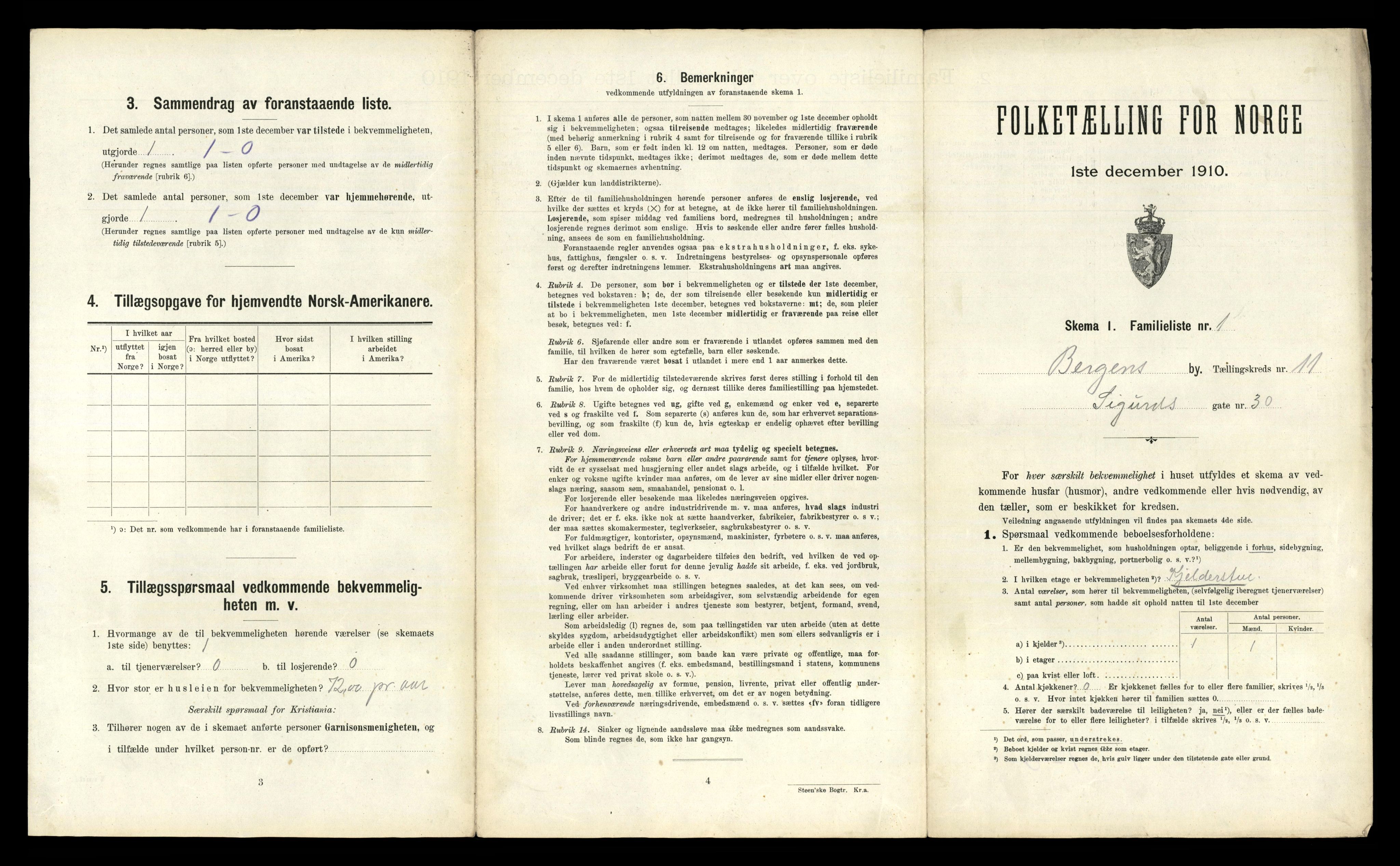 RA, 1910 census for Bergen, 1910, p. 3595