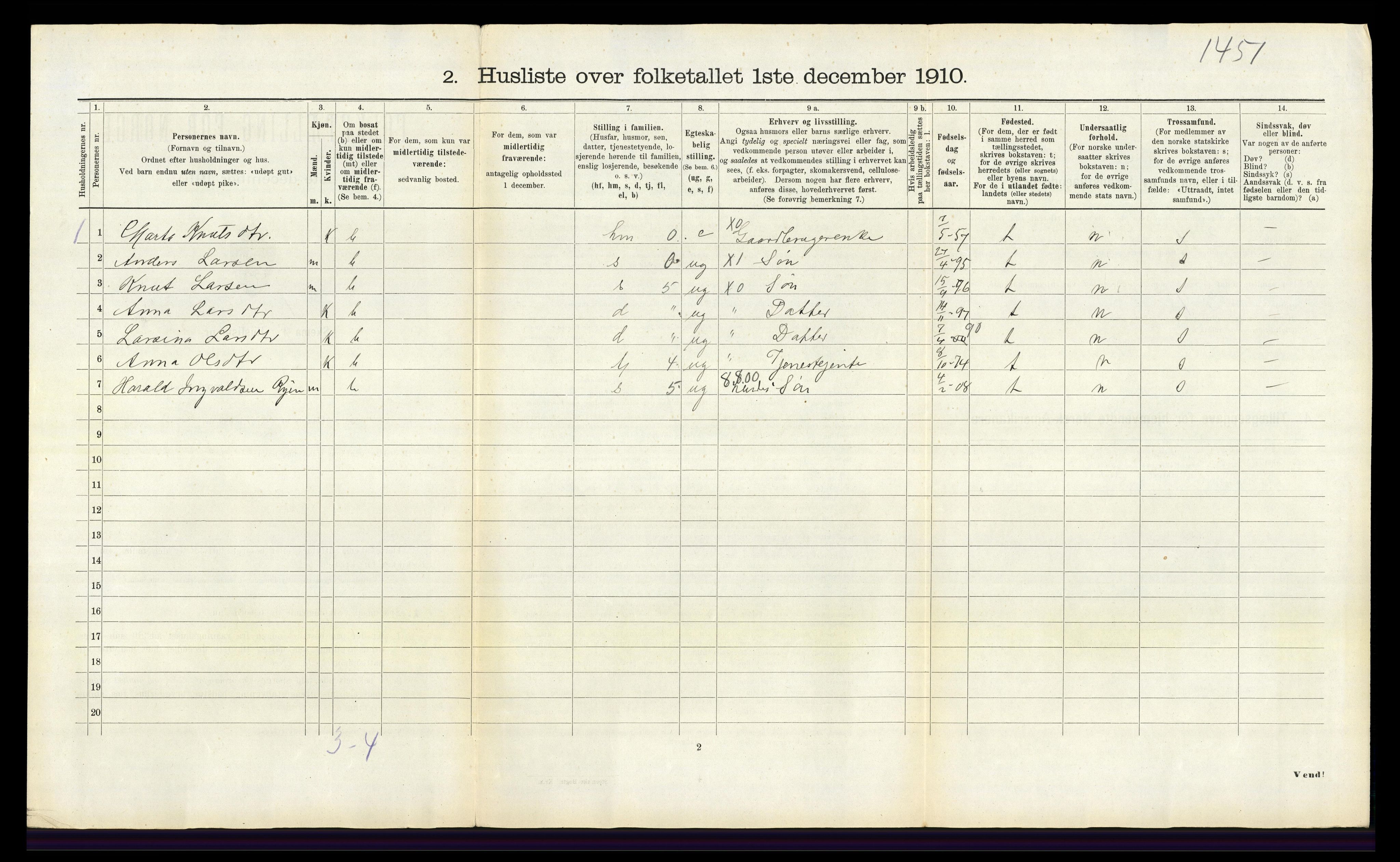 RA, 1910 census for Ulvik, 1910, p. 625