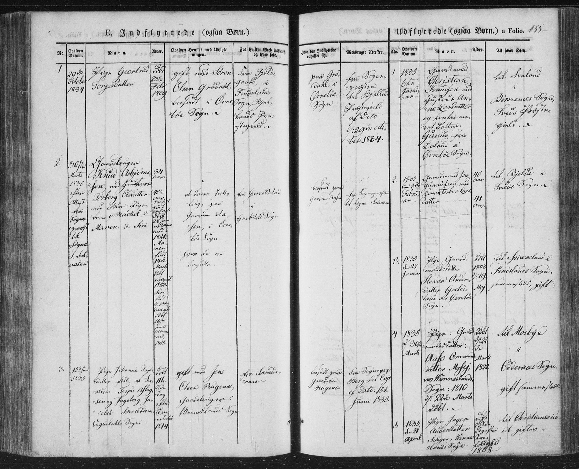 Vennesla sokneprestkontor, SAK/1111-0045/Fa/Fac/L0004: Parish register (official) no. A 4, 1834-1855, p. 455