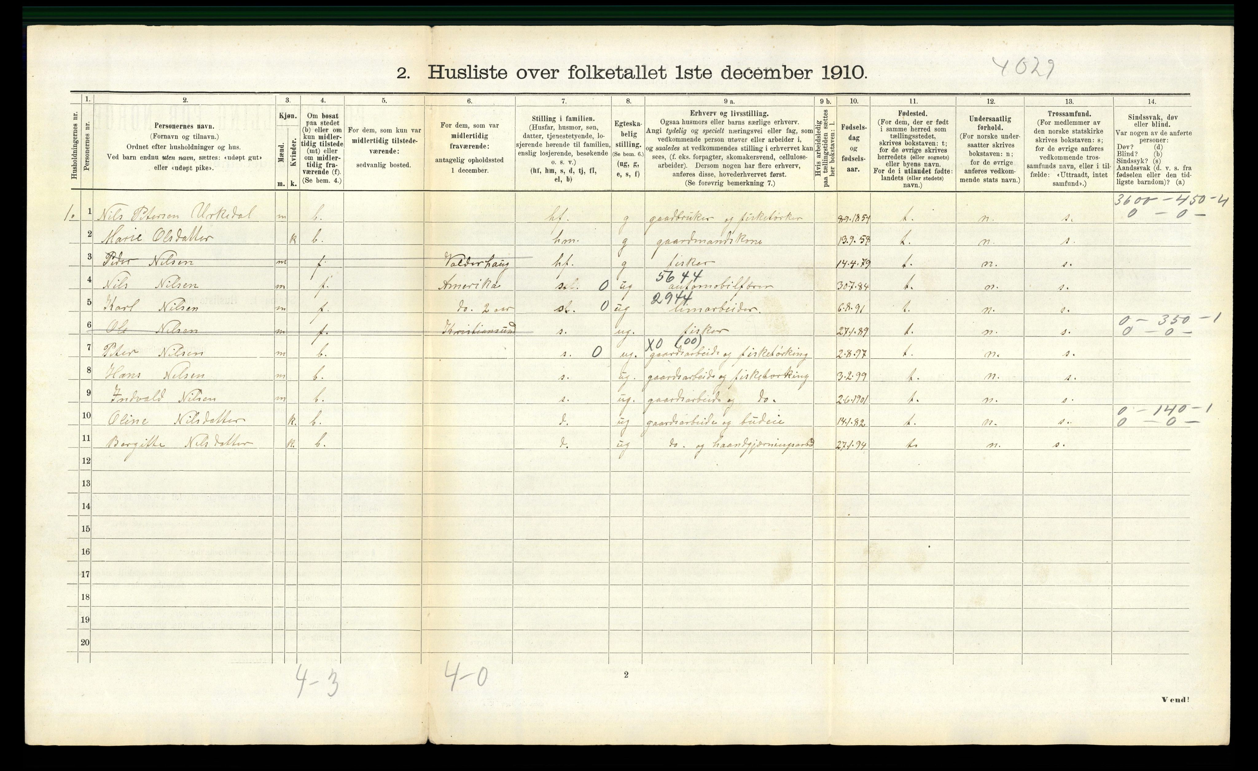 RA, 1910 census for Borgund, 1910, p. 1816