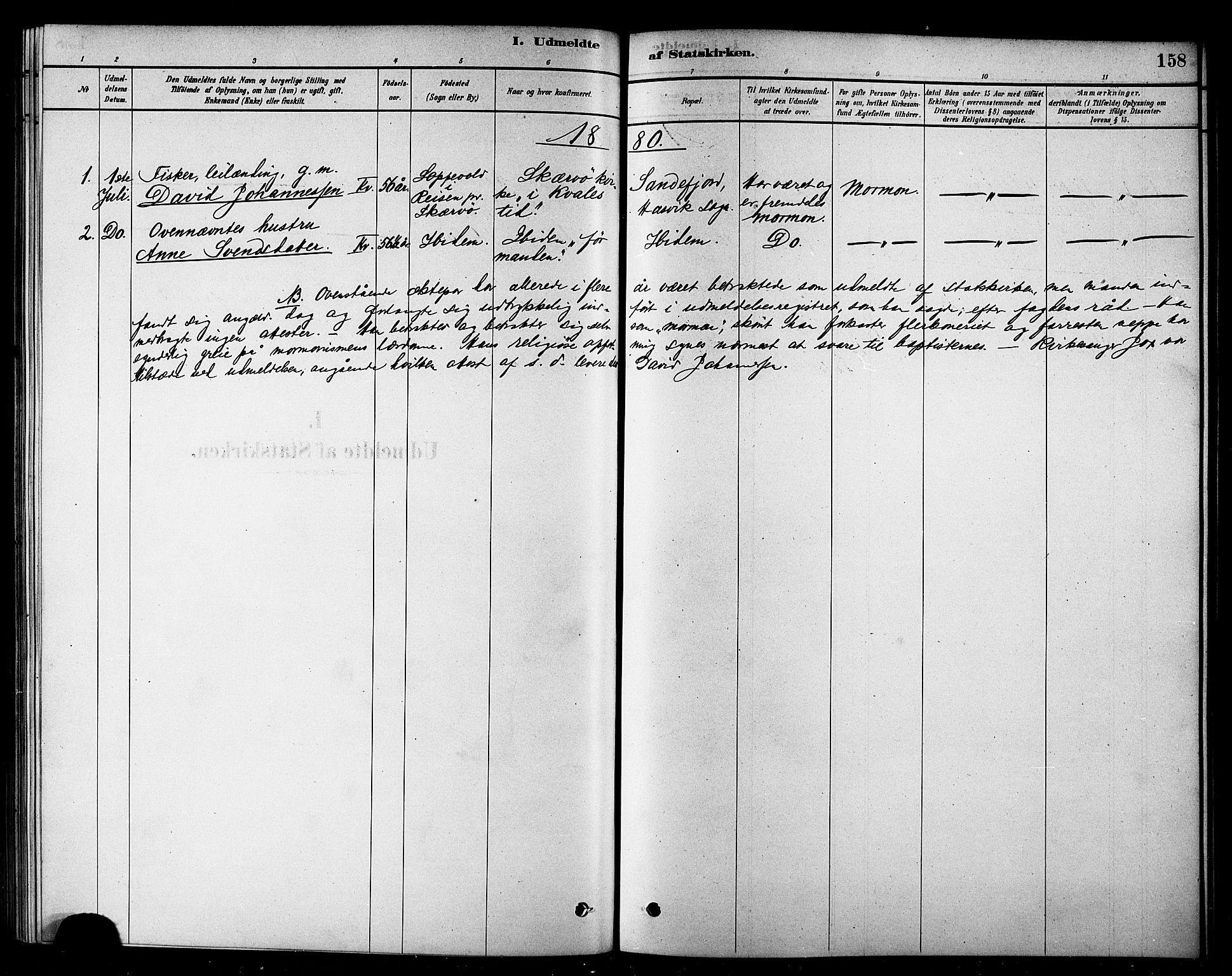 Loppa sokneprestkontor, SATØ/S-1339/H/Ha/L0007kirke: Parish register (official) no. 7, 1879-1889, p. 158