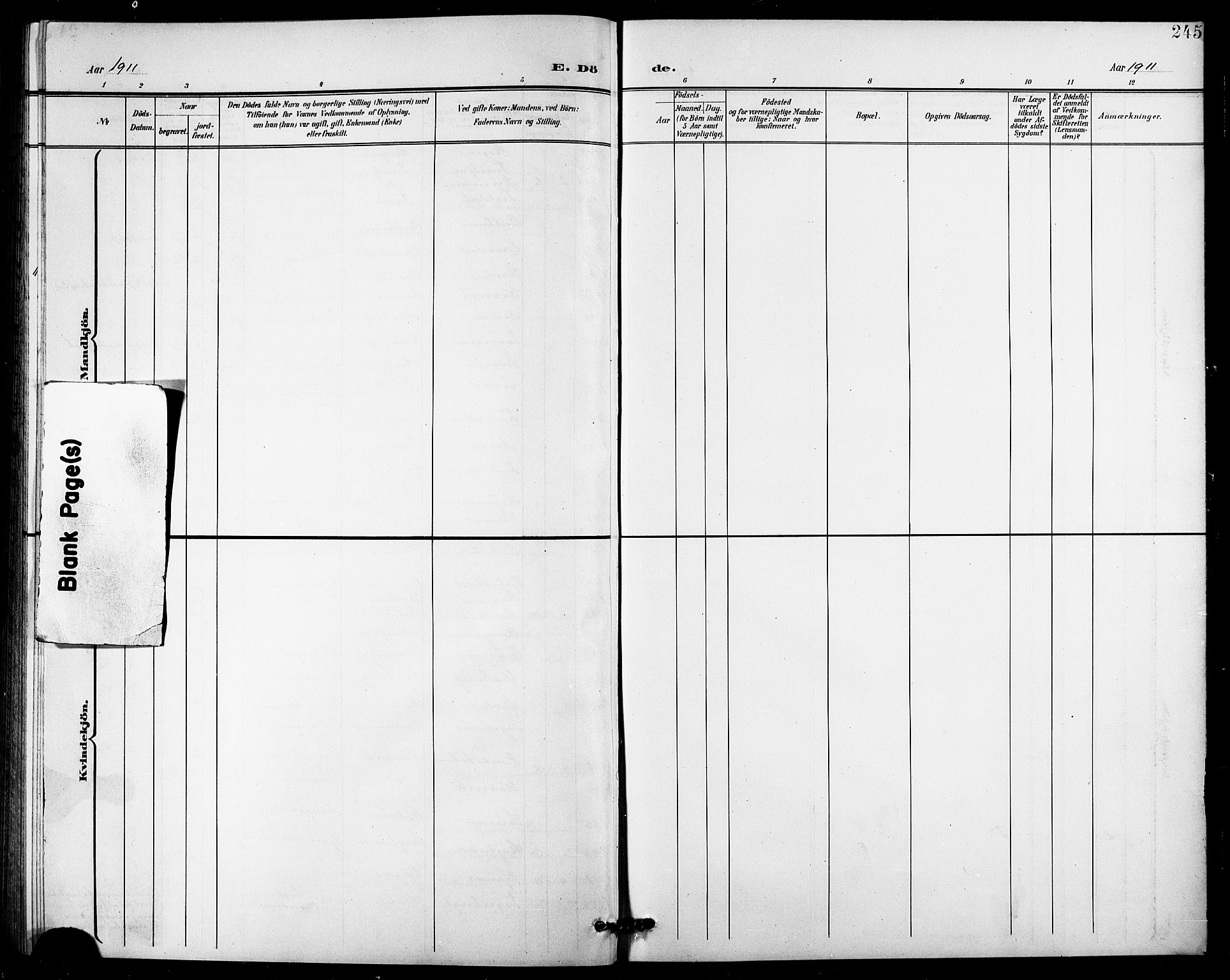 Lenvik sokneprestembete, AV/SATØ-S-1310/H/Ha/Hab/L0008klokker: Parish register (copy) no. 8, 1899-1911, p. 245