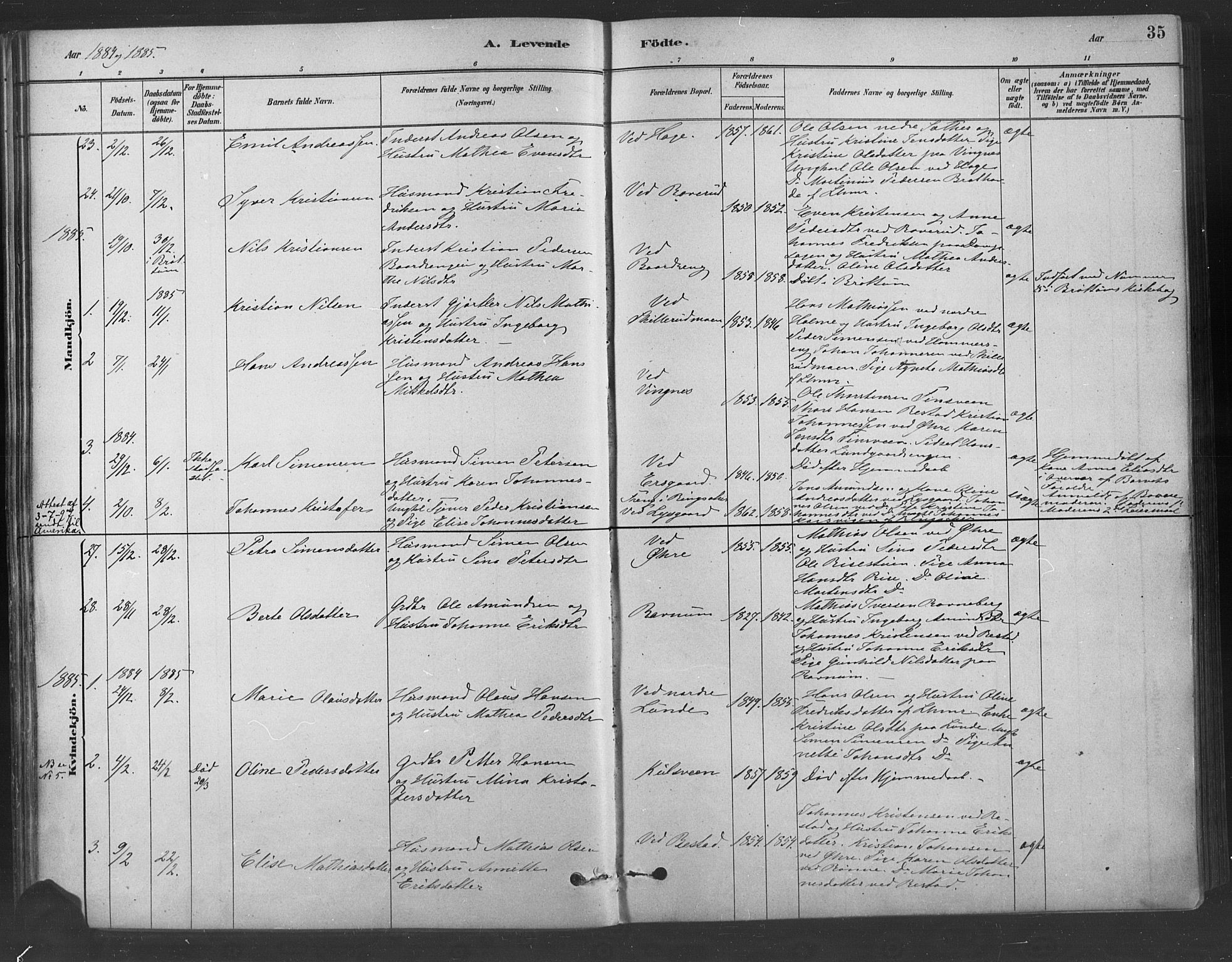 Fåberg prestekontor, SAH/PREST-086/H/Ha/Haa/L0009: Parish register (official) no. 9, 1879-1898, p. 35