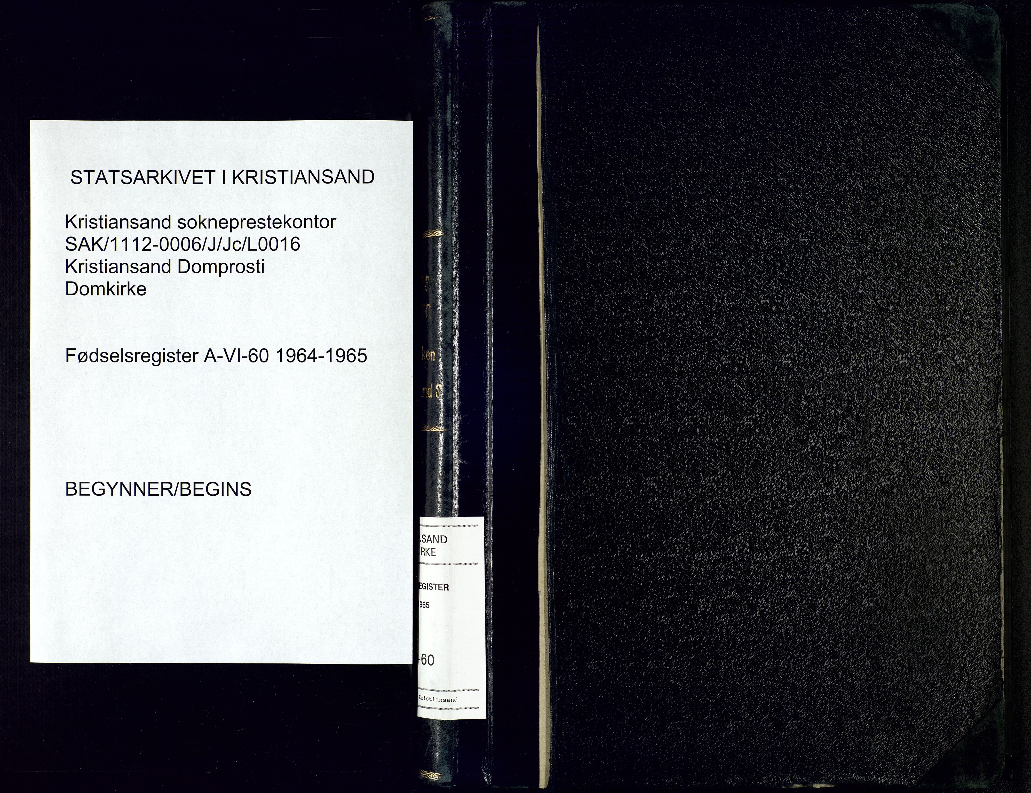 Kristiansand domprosti, SAK/1112-0006/J/Jc/L0016: Birth register no. A-VI-60, 1964-1965