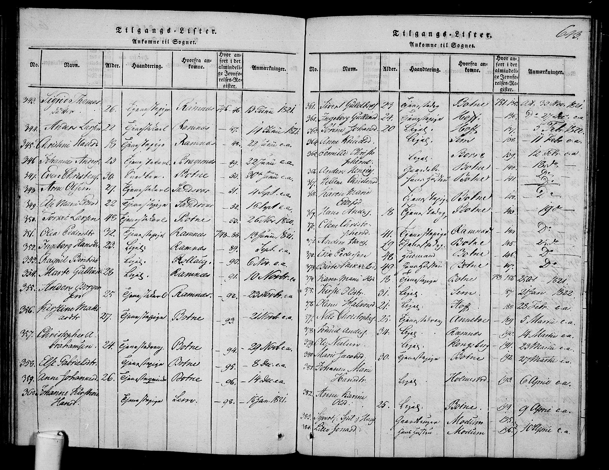 Våle kirkebøker, AV/SAKO-A-334/F/Fa/L0007: Parish register (official) no. I 7, 1814-1824, p. 642-643