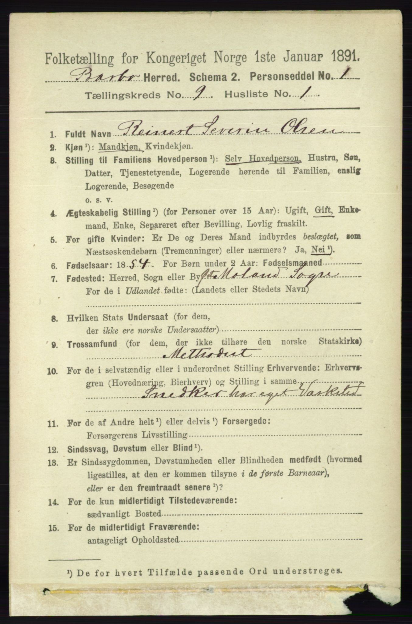 RA, 1891 census for 0990 Barbu, 1891, p. 7172