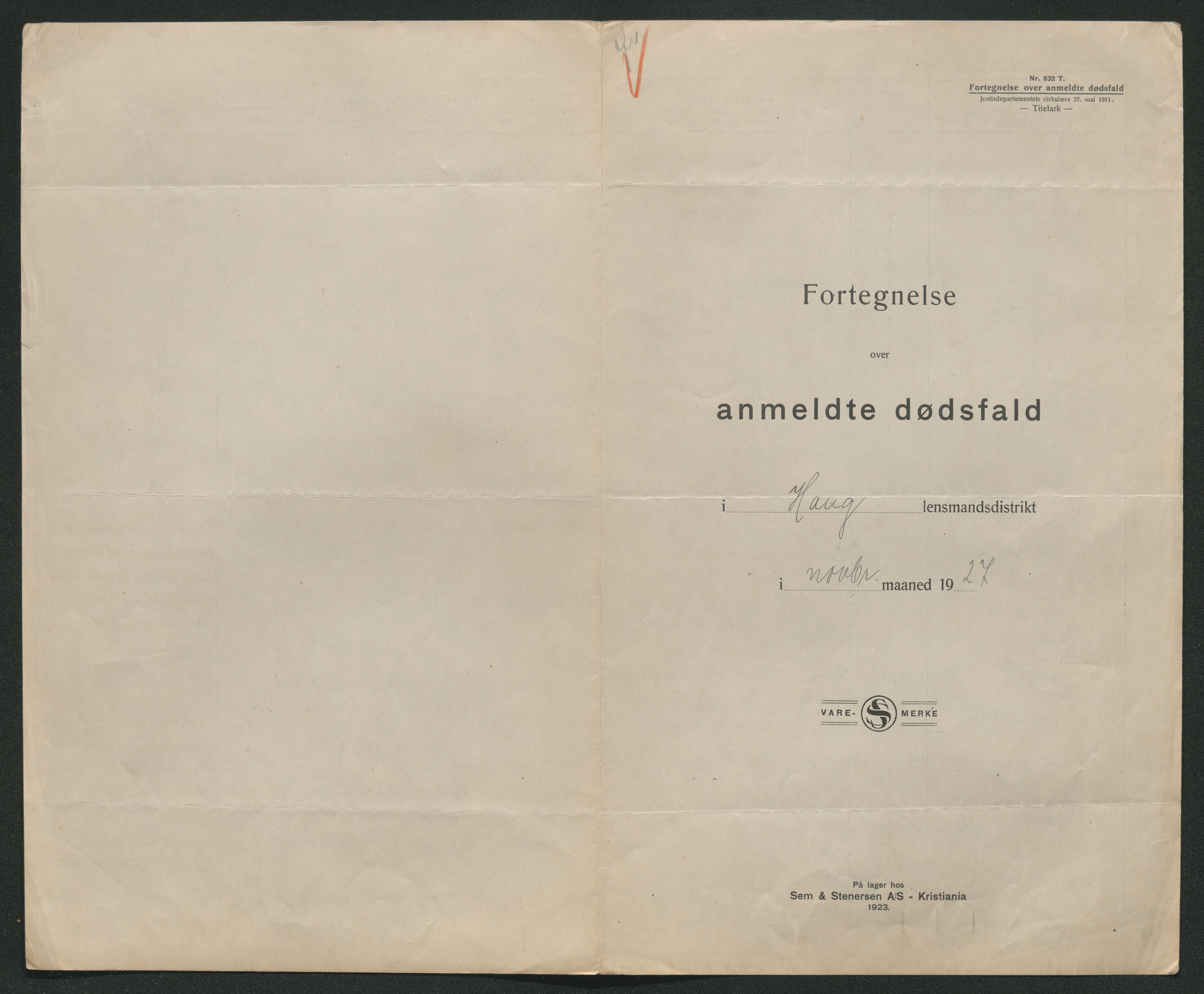 Eiker, Modum og Sigdal sorenskriveri, AV/SAKO-A-123/H/Ha/Hab/L0044: Dødsfallsmeldinger, 1926-1927, p. 1183