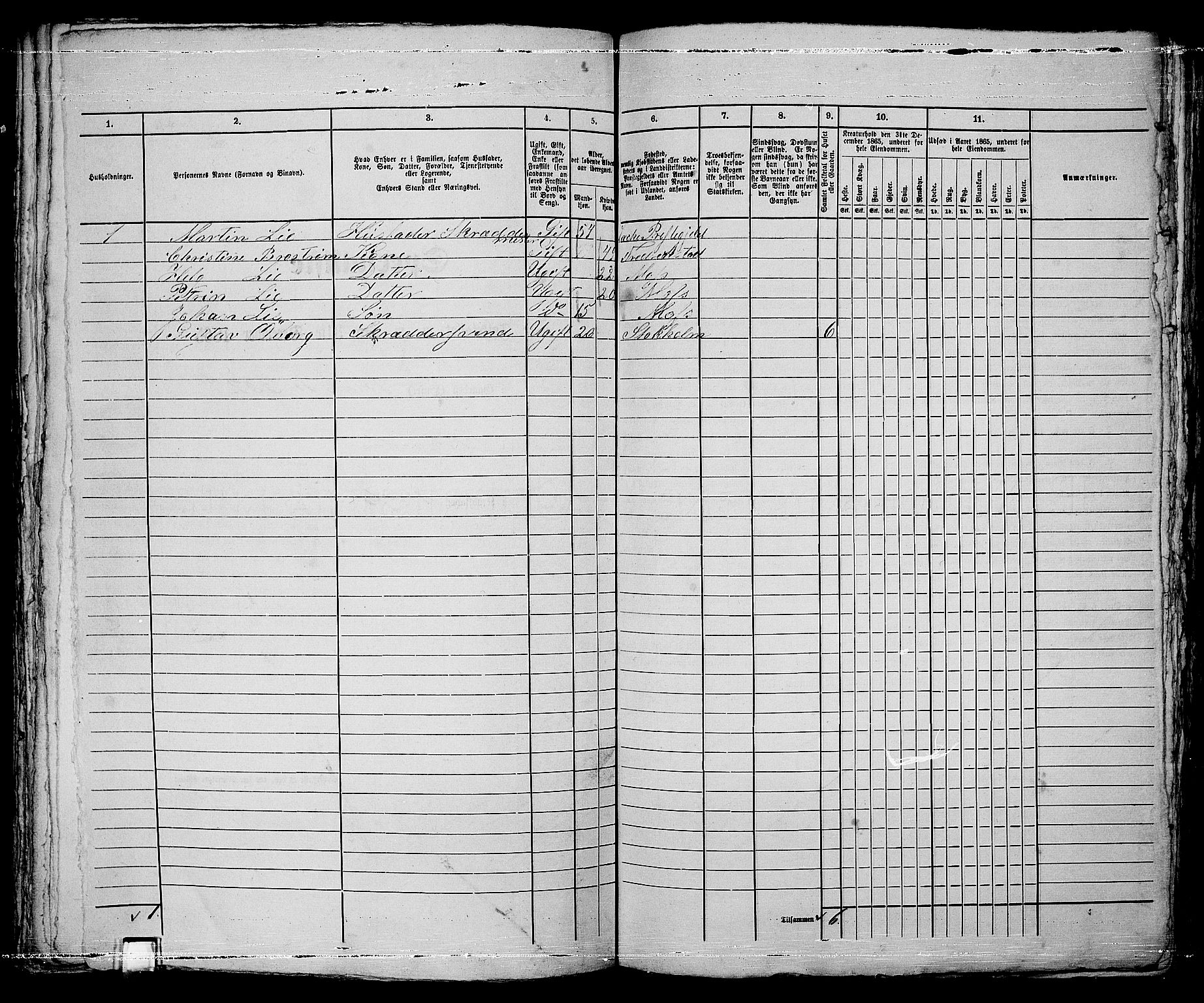 RA, 1865 census for Moss/Moss, 1865, p. 537