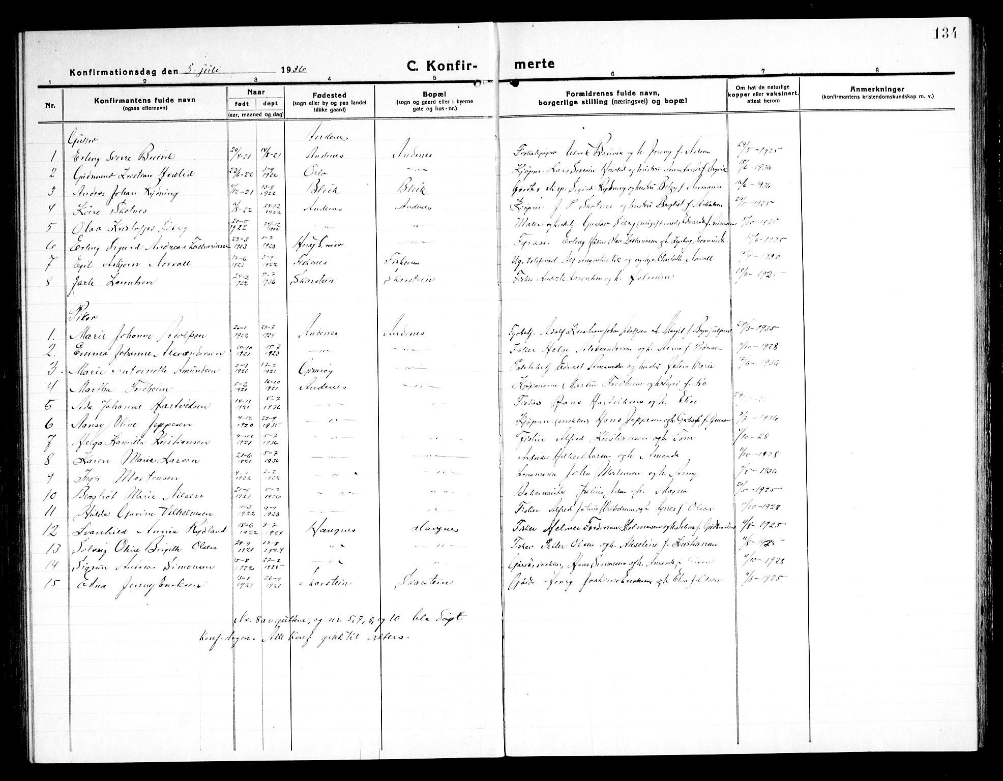 Ministerialprotokoller, klokkerbøker og fødselsregistre - Nordland, SAT/A-1459/899/L1450: Parish register (copy) no. 899C05, 1918-1945, p. 134