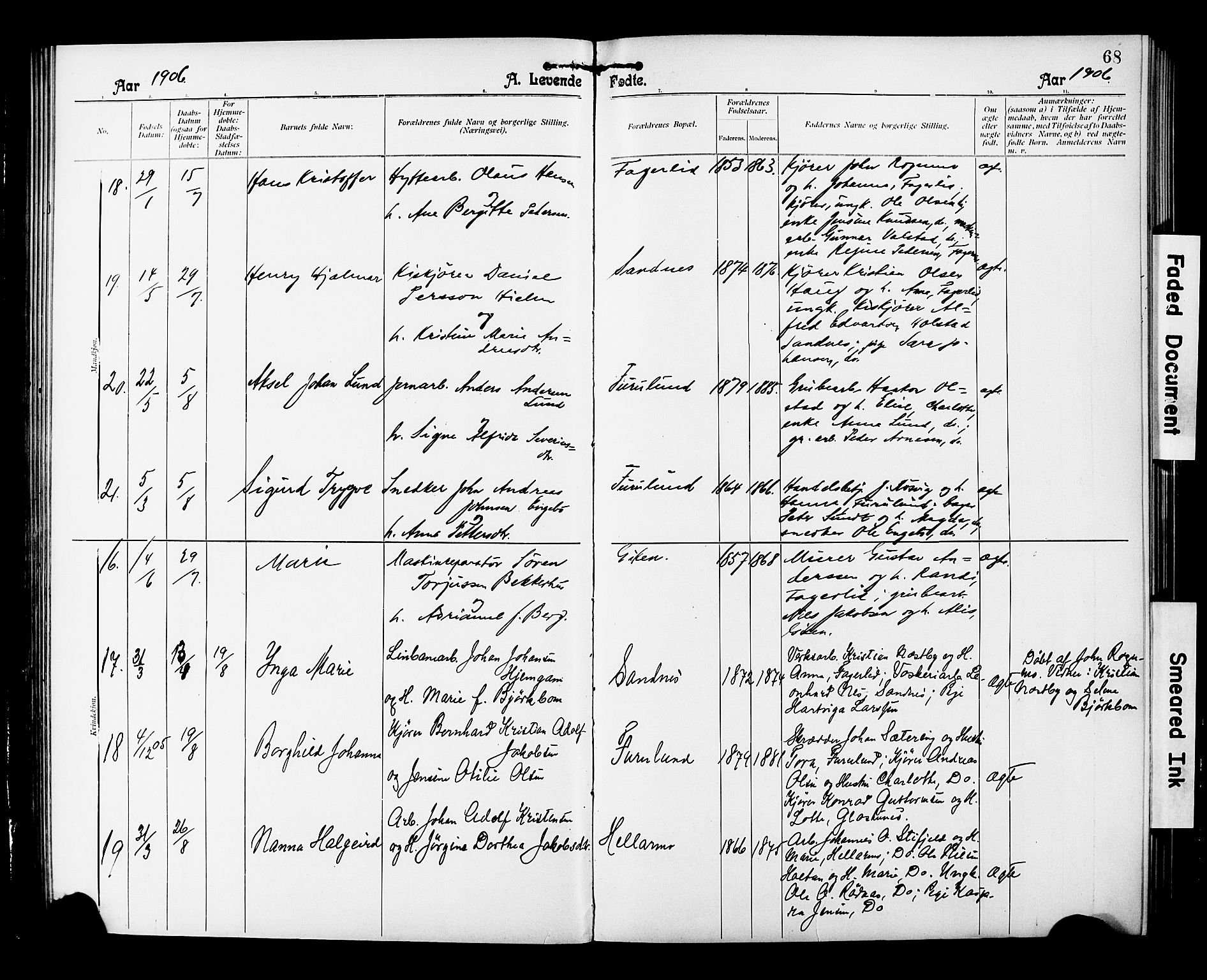 Ministerialprotokoller, klokkerbøker og fødselsregistre - Nordland, AV/SAT-A-1459/850/L0709: Parish register (official) no. 850A01, 1899-1909, p. 68