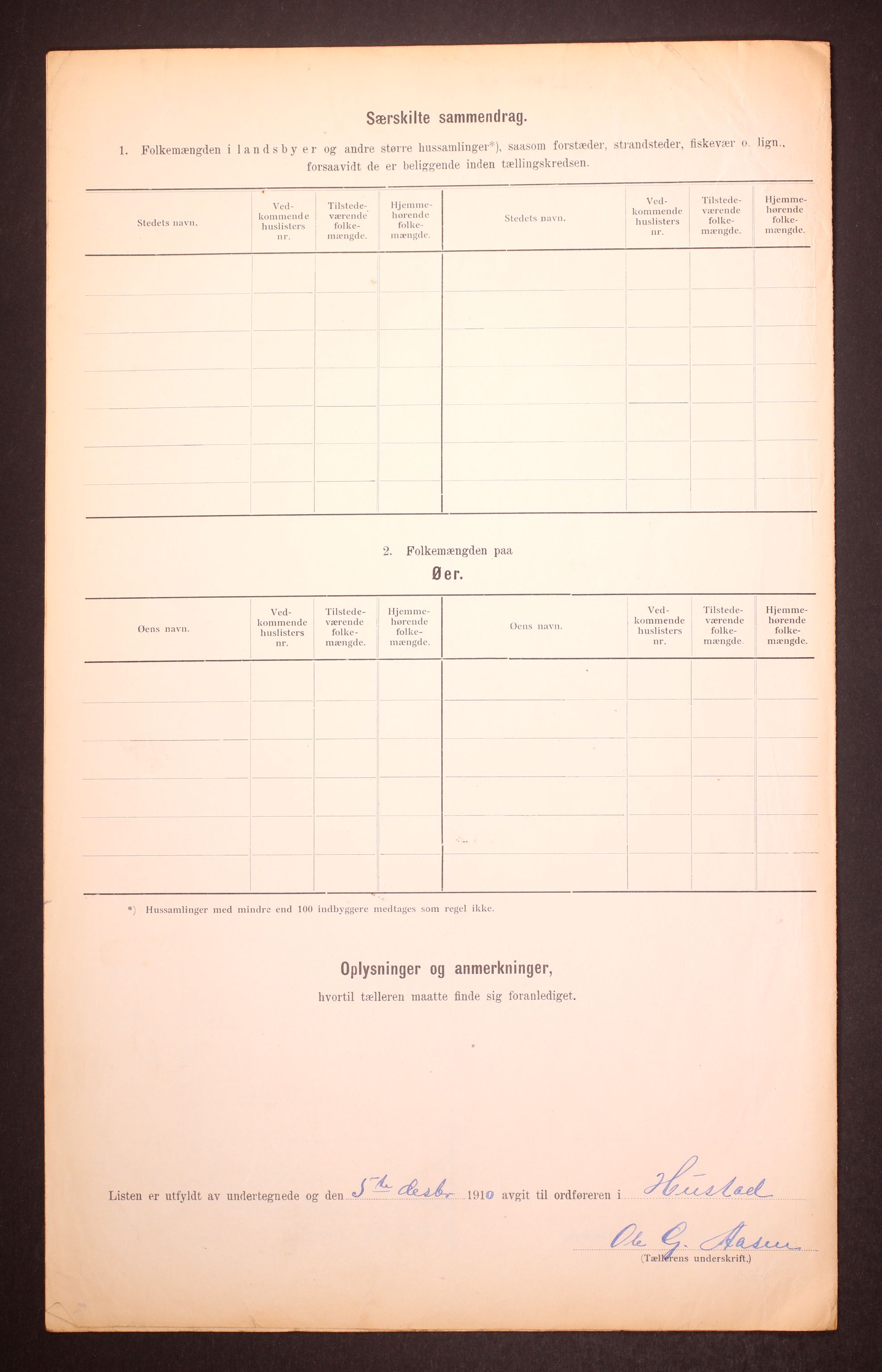 RA, 1910 census for Hustad (Sandvollan), 1910, p. 12