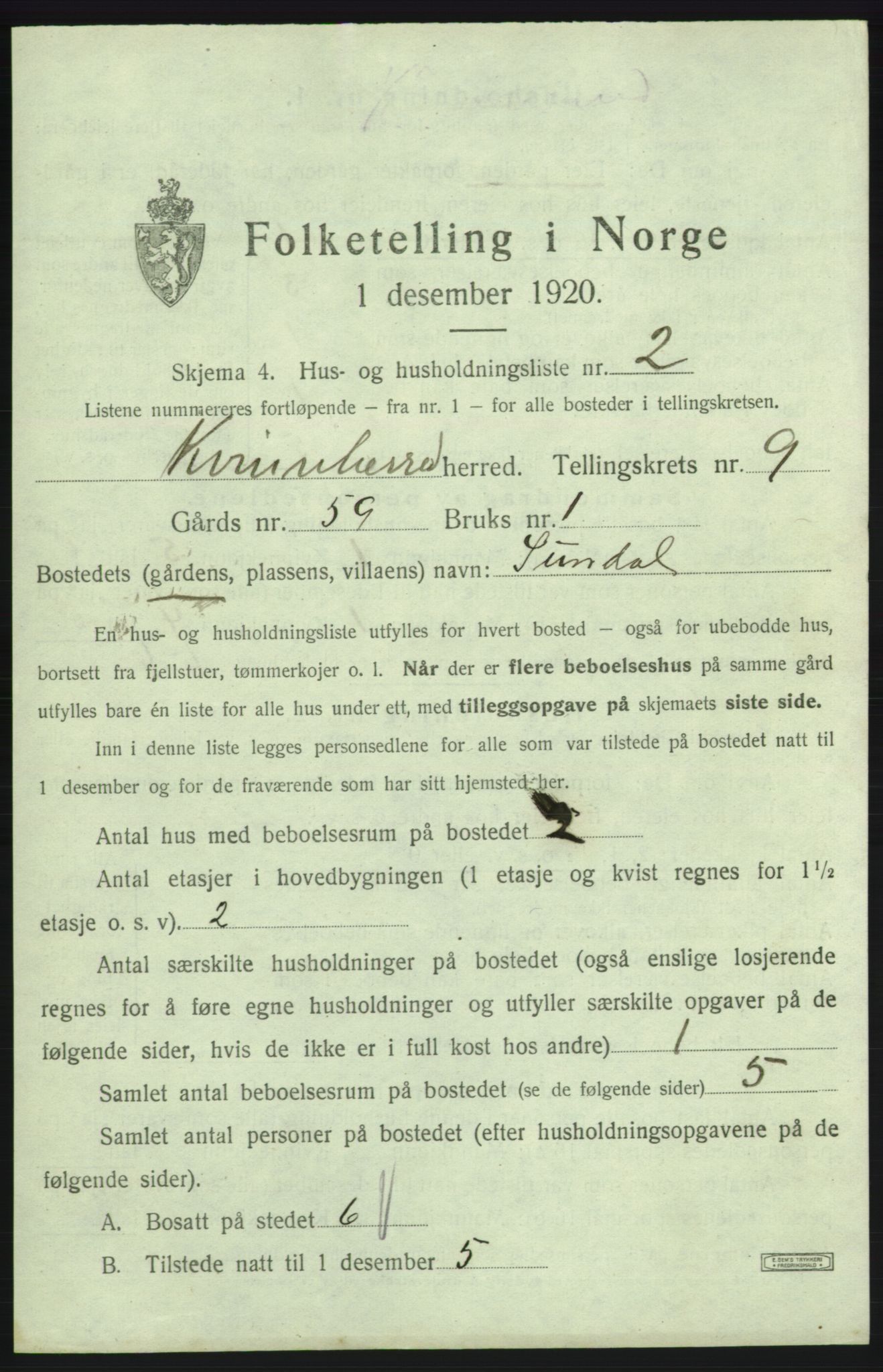 SAB, 1920 census for Kvinnherad, 1920, p. 1054