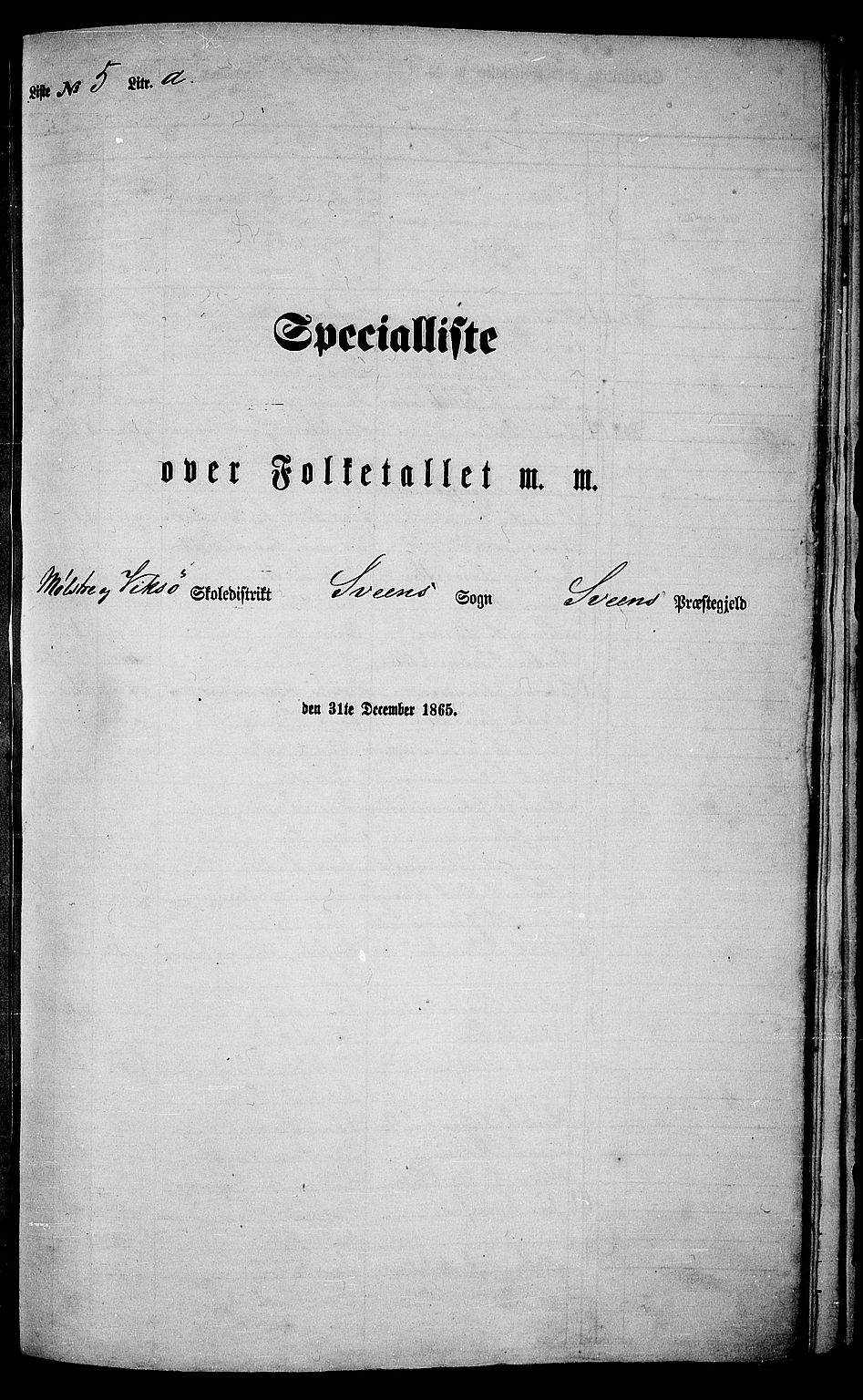 RA, 1865 census for Sveio, 1865, p. 116