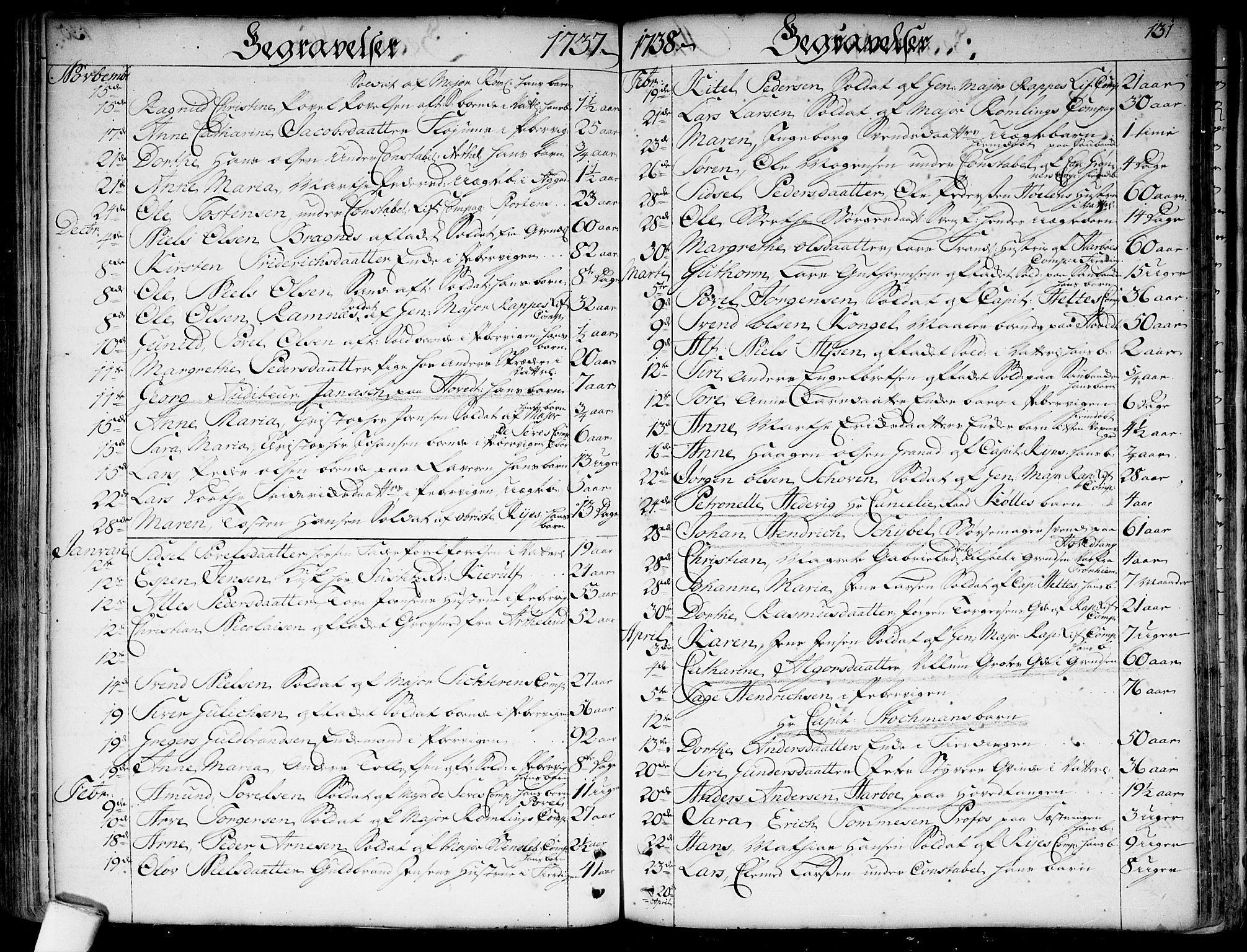 Garnisonsmenigheten Kirkebøker, SAO/A-10846/F/Fa/L0001: Parish register (official) no. 1, 1734-1756, p. 131