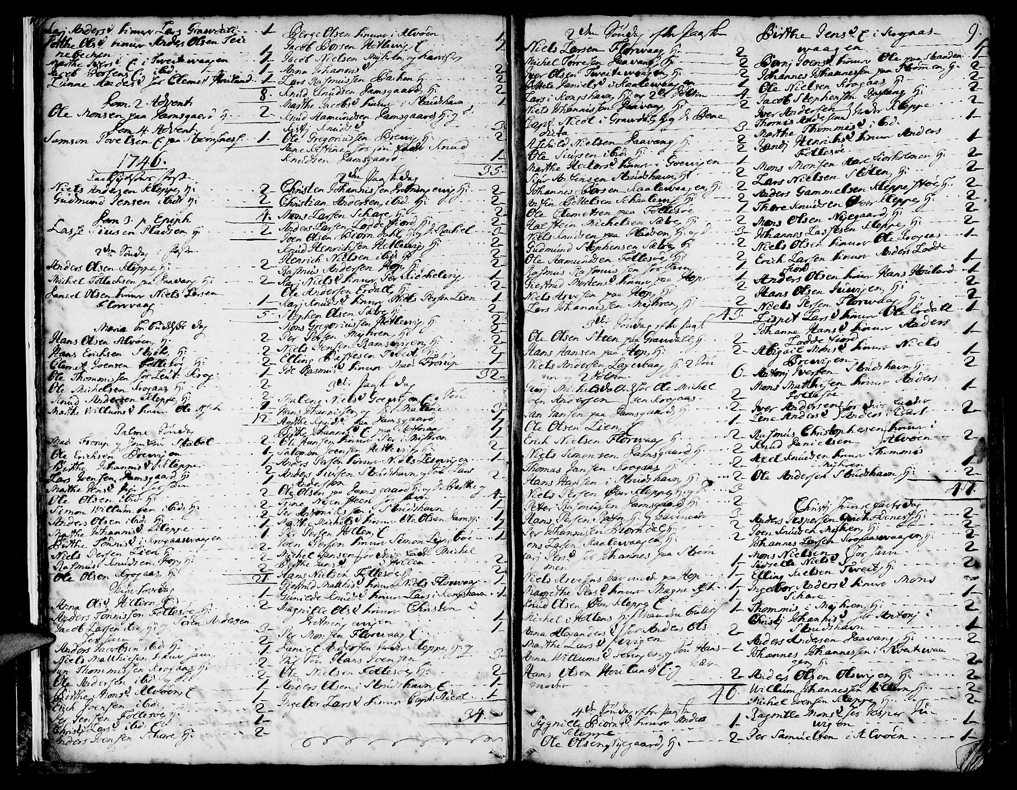 Askøy Sokneprestembete, SAB/A-74101/H/Ha/Haa/Haaa/L0001: Parish register (official) no. A 1, 1742-1818, p. 9