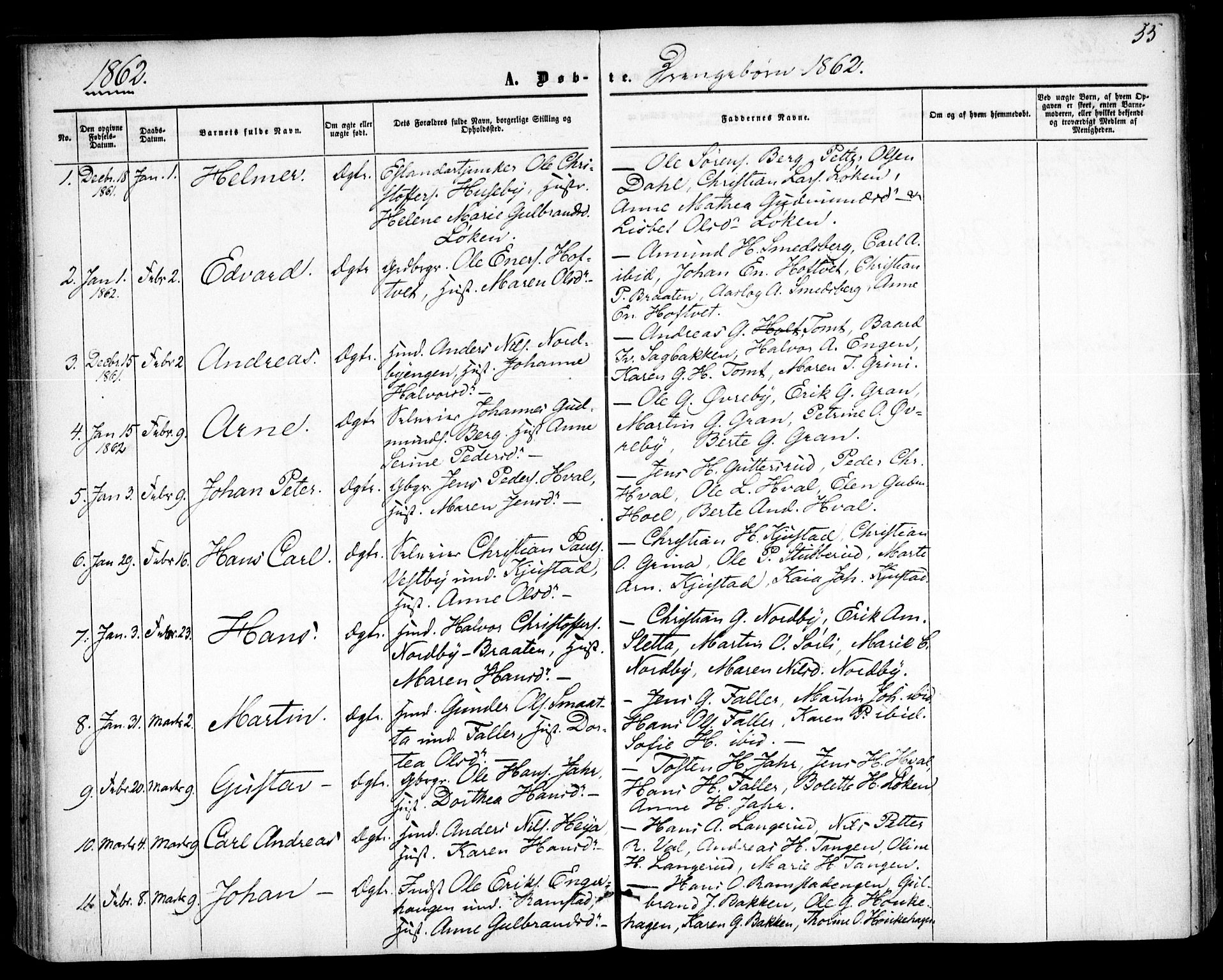 Fet prestekontor Kirkebøker, AV/SAO-A-10370a/F/Fa/L0011: Parish register (official) no. I 11, 1857-1866, p. 55