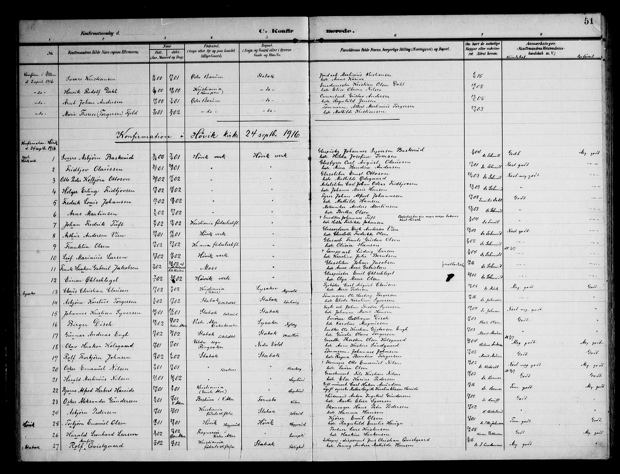 Østre Bærum prestekontor Kirkebøker, AV/SAO-A-10887/F/Fa/L0002: Parish register (official) no. 2, 1904-1924, p. 51