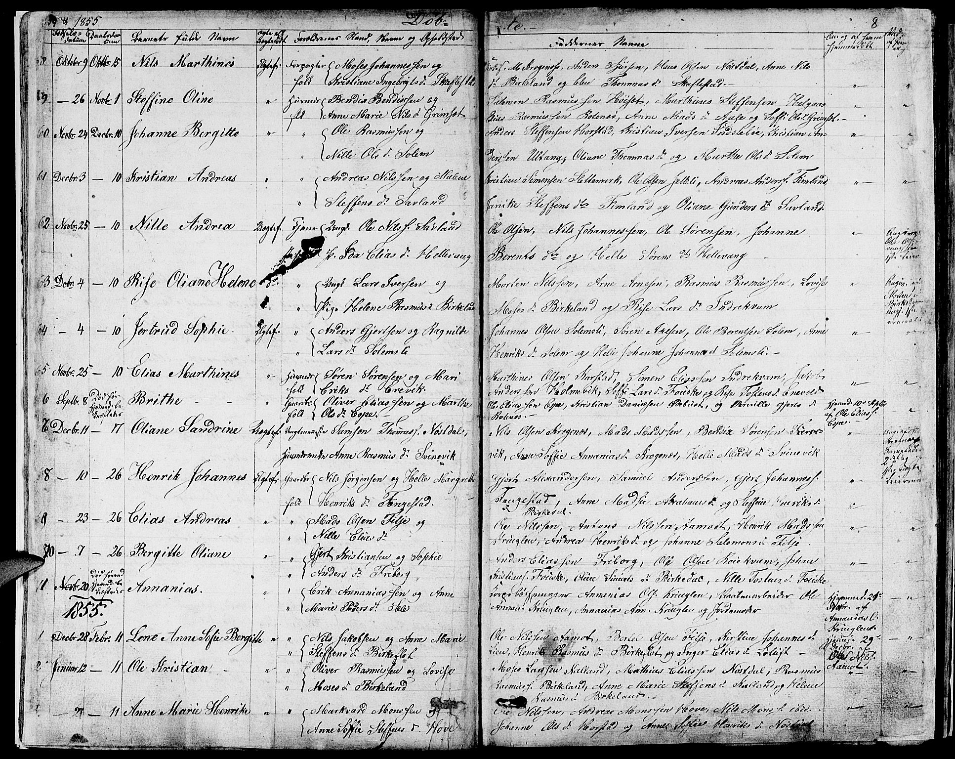Førde sokneprestembete, SAB/A-79901/H/Hab/Habd/L0001: Parish register (copy) no. D 1, 1852-1877, p. 8