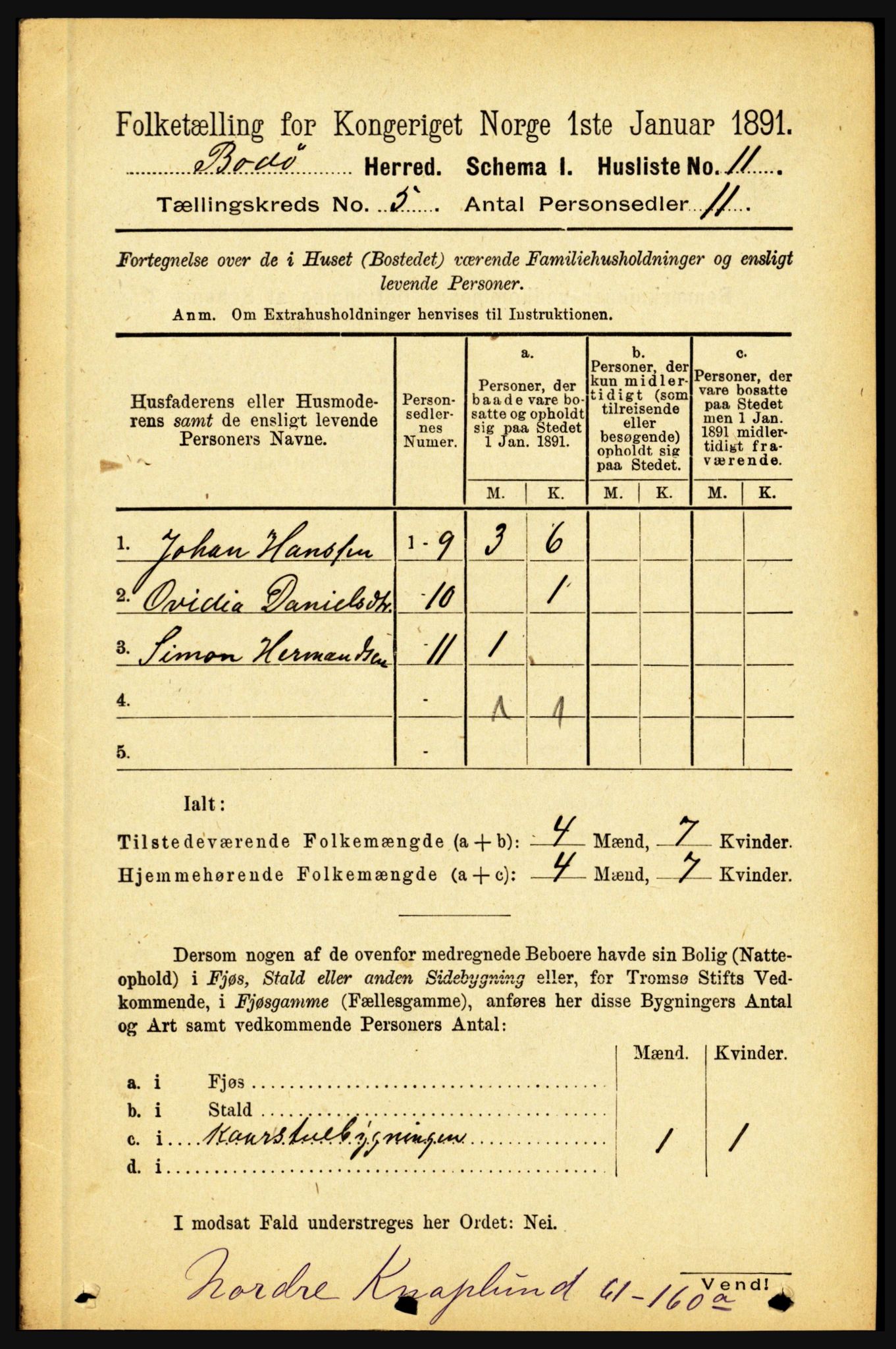 RA, 1891 census for 1843 Bodø, 1891, p. 3040