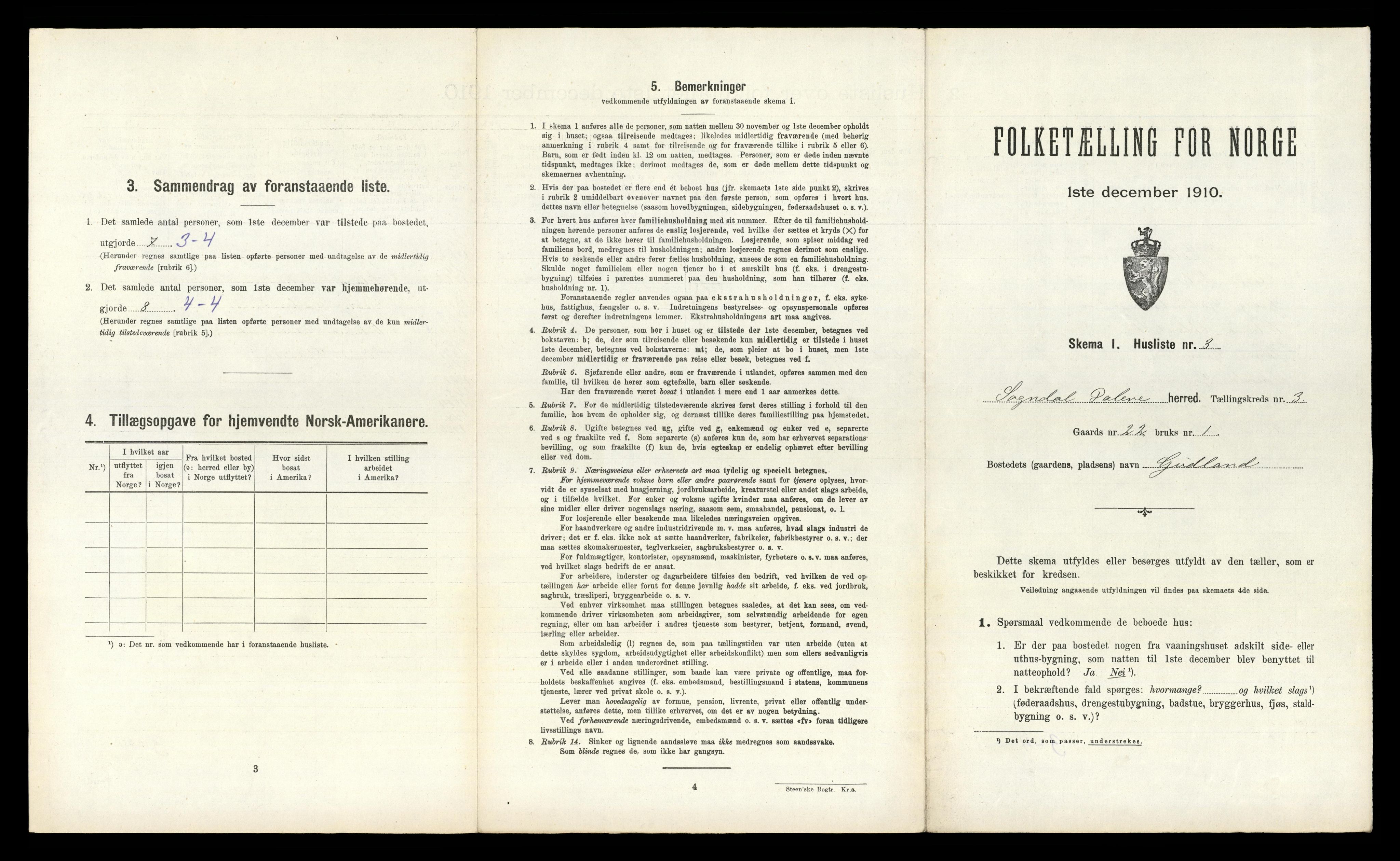 RA, 1910 census for Sokndal, 1910, p. 190