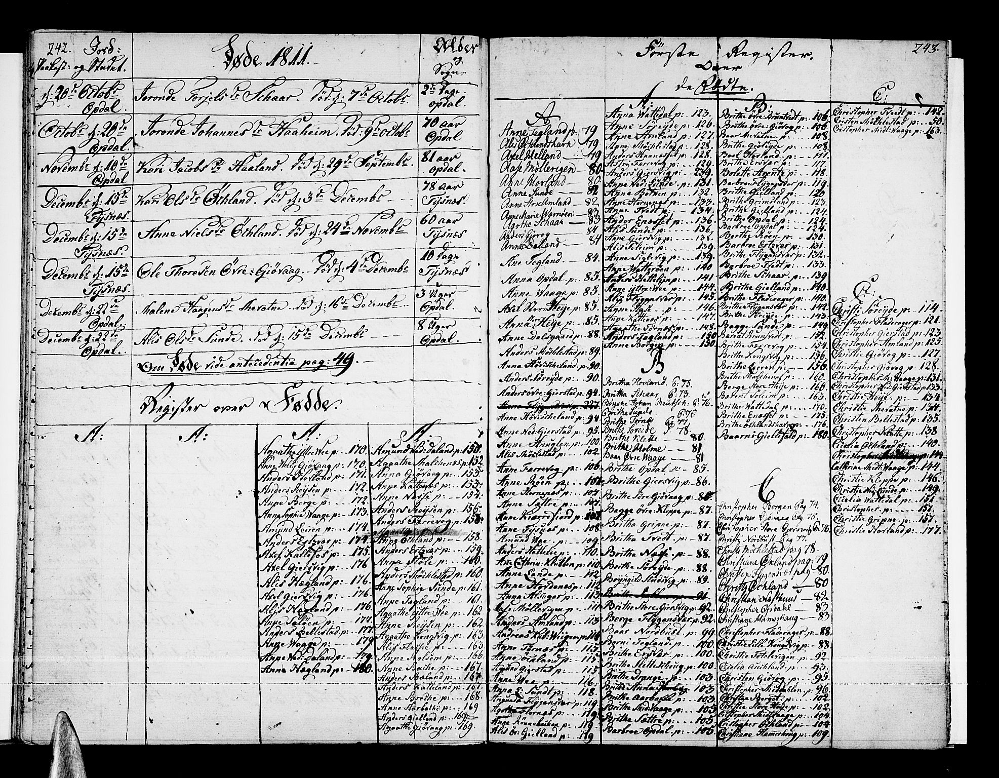 Tysnes sokneprestembete, SAB/A-78601/H/Haa: Parish register (official) no. A 6, 1804-1816, p. 242-243