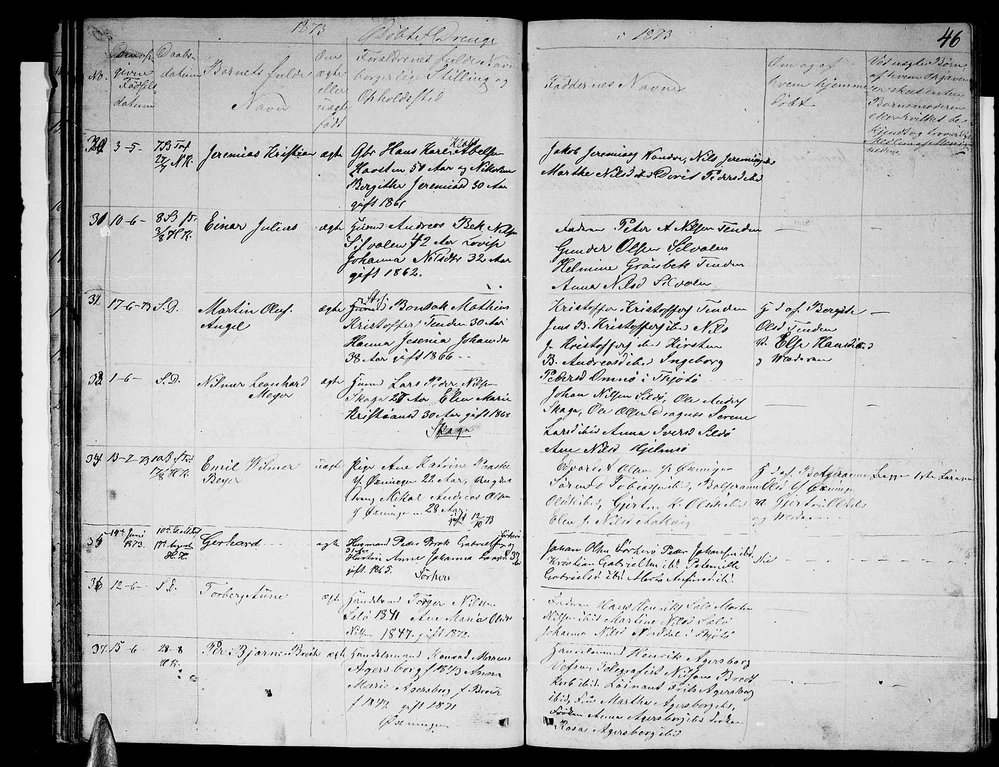 Ministerialprotokoller, klokkerbøker og fødselsregistre - Nordland, AV/SAT-A-1459/834/L0512: Parish register (copy) no. 834C03, 1862-1877, p. 46