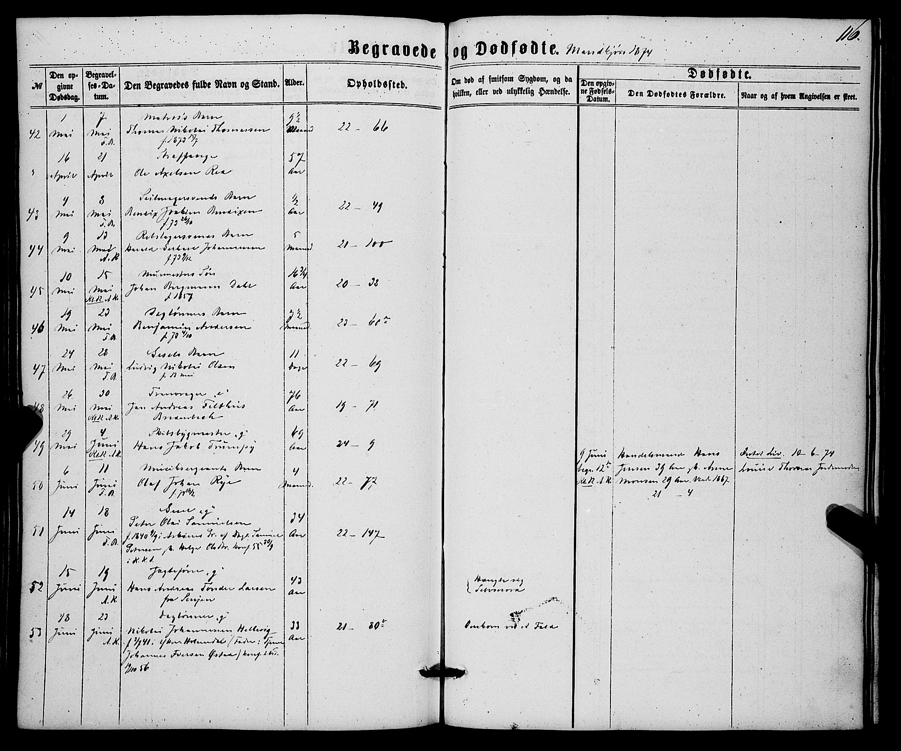 Korskirken sokneprestembete, AV/SAB-A-76101/H/Haa/L0045: Parish register (official) no. E 3, 1863-1875, p. 116