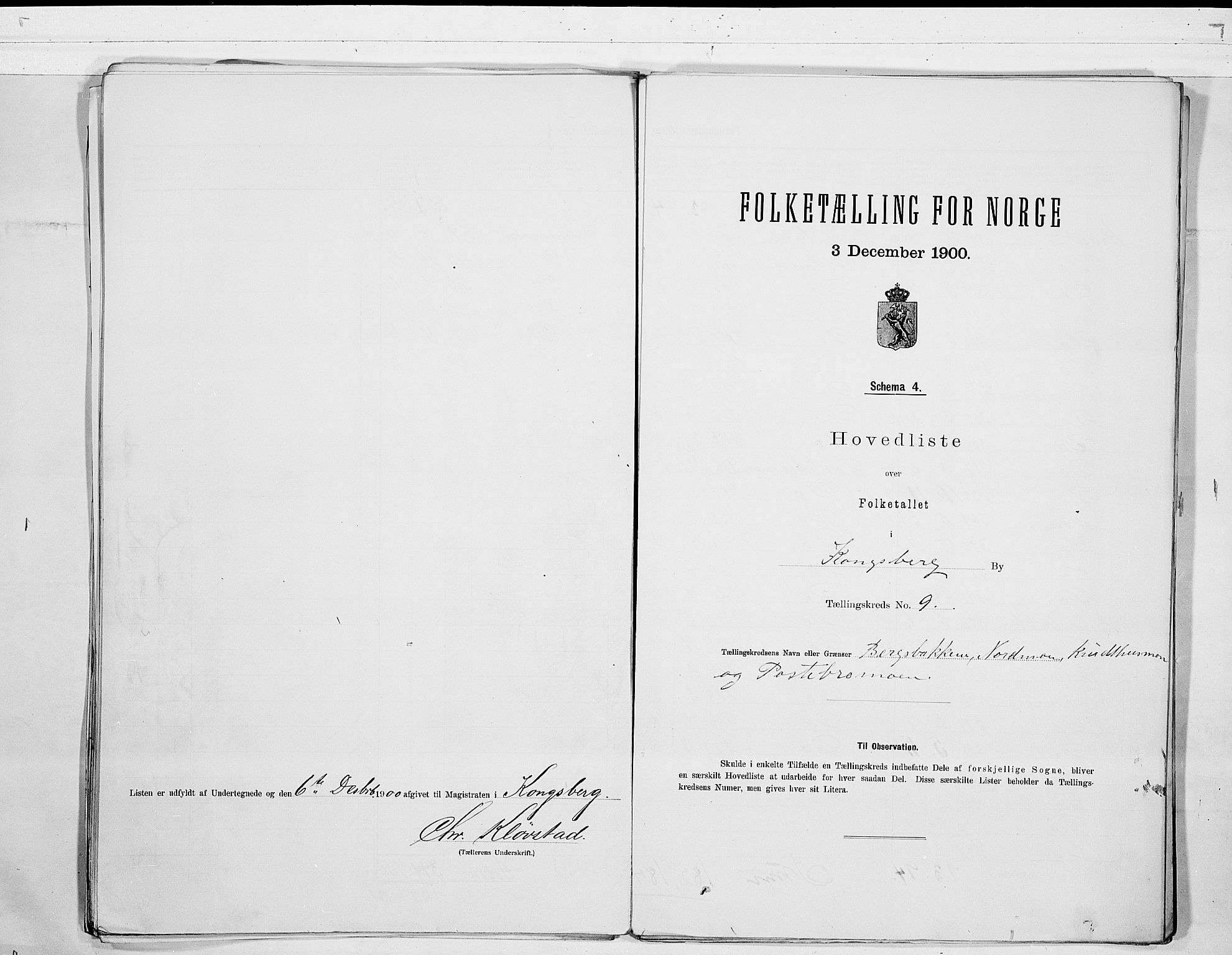 RA, 1900 census for Kongsberg, 1900, p. 20