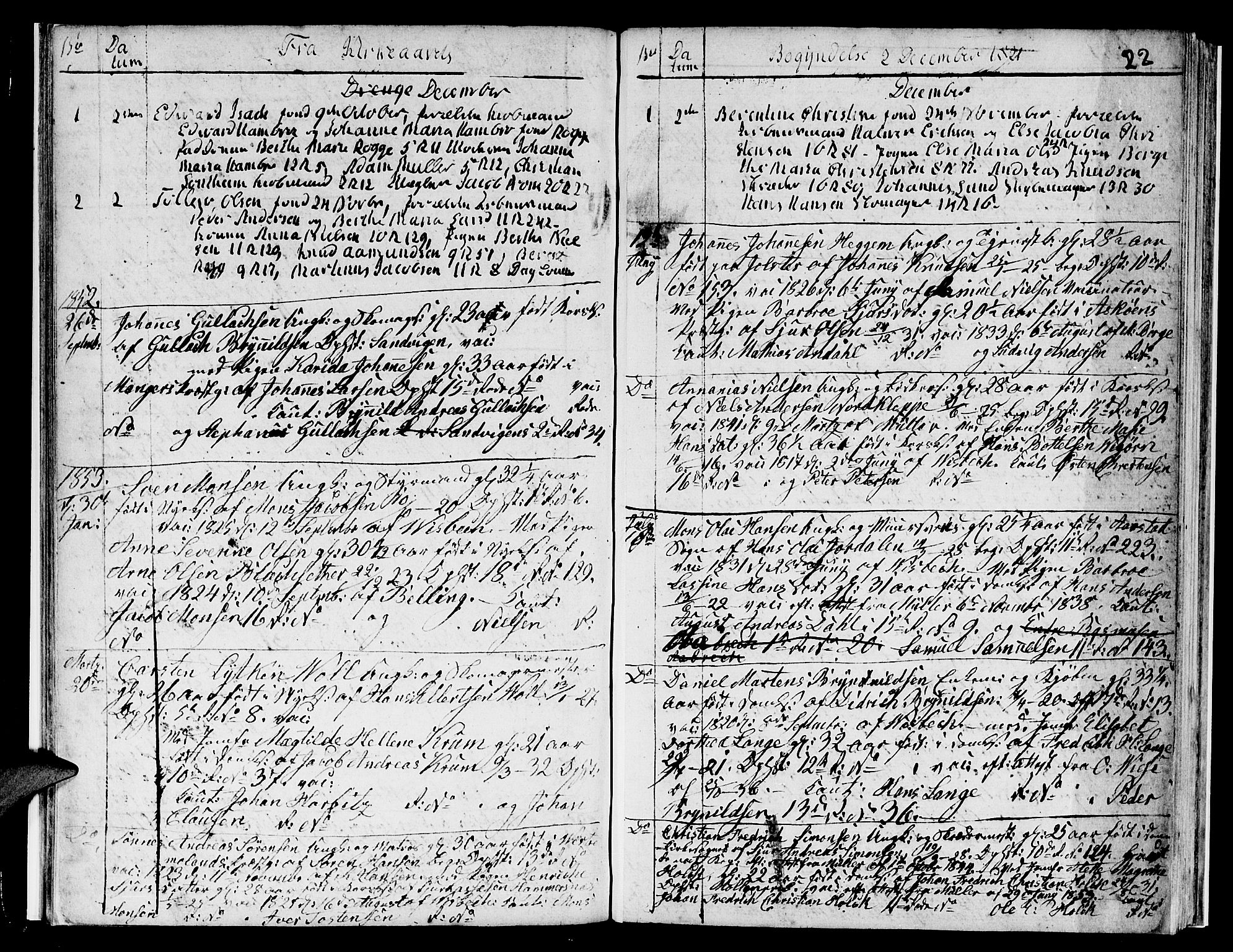 Domkirken sokneprestembete, SAB/A-74801/H/Hab/L0003: Parish register (copy) no. A 3, 1820-1853, p. 22