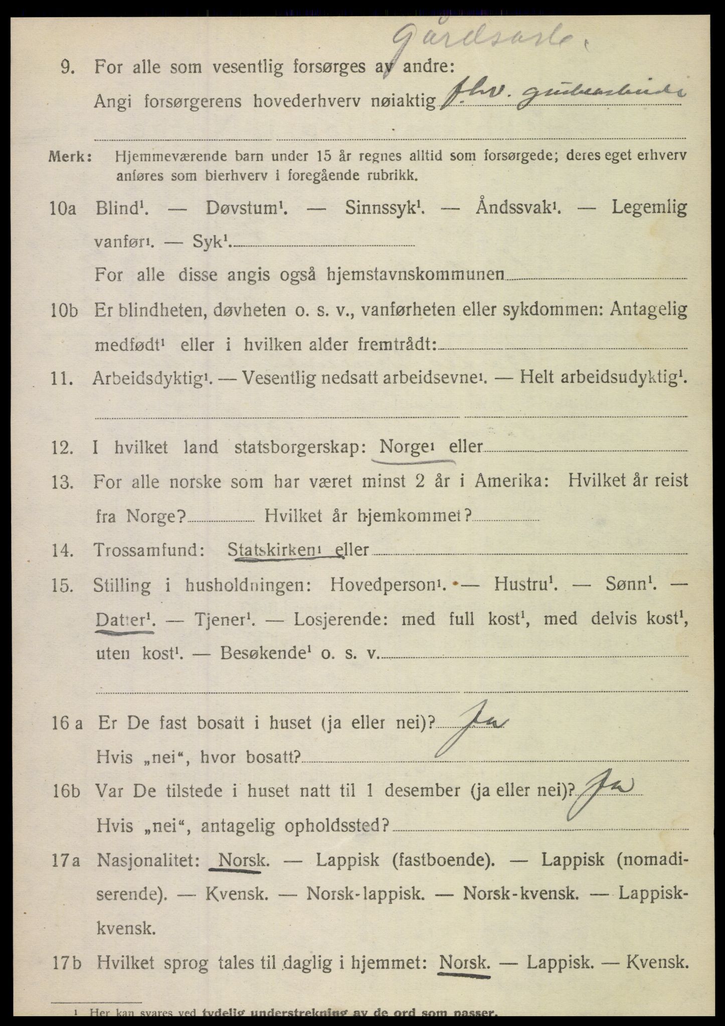 SAT, 1920 census for Sørfold, 1920, p. 4070