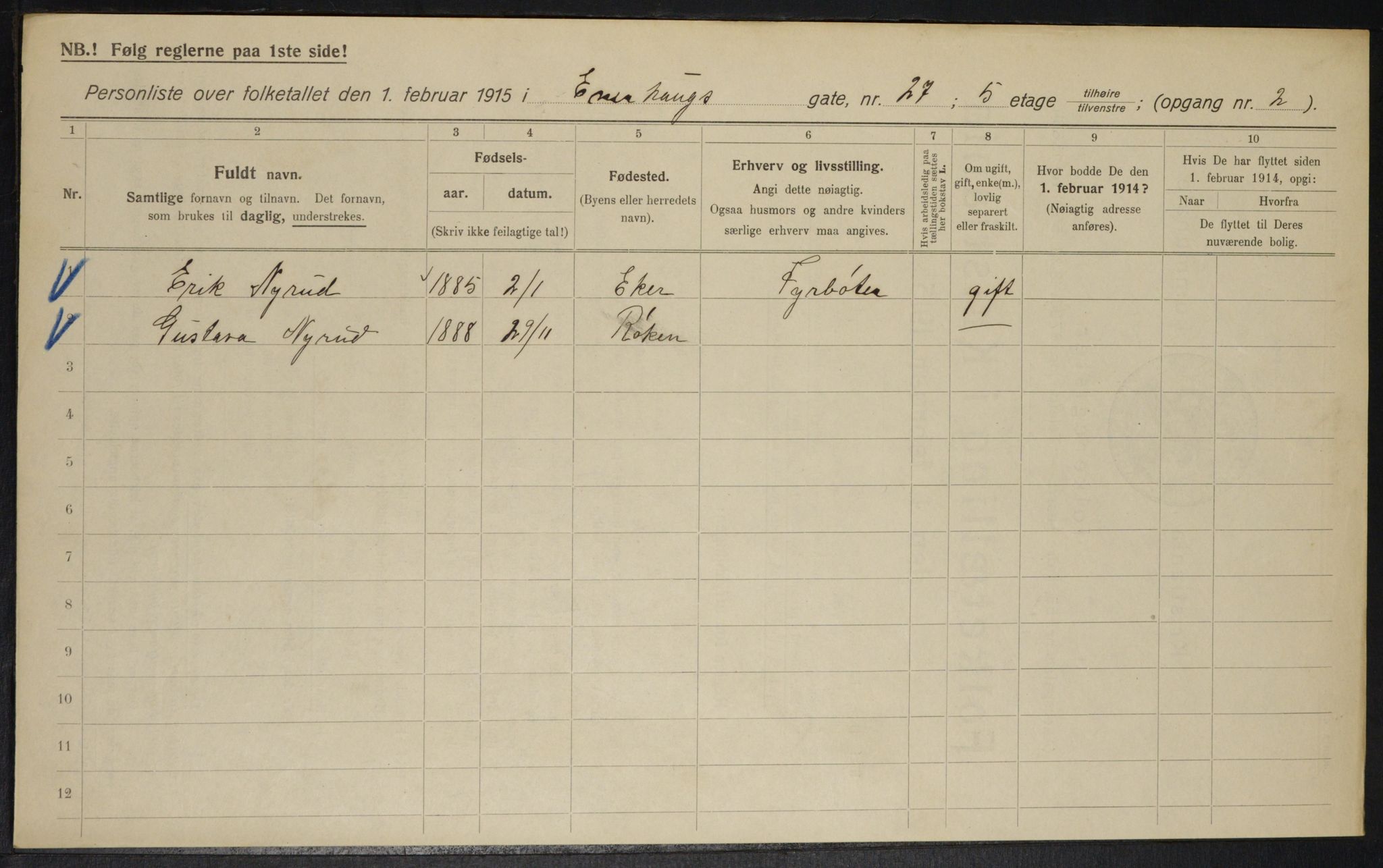 OBA, Municipal Census 1915 for Kristiania, 1915, p. 21273