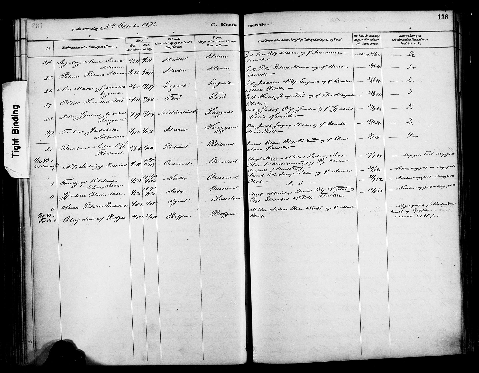 Ministerialprotokoller, klokkerbøker og fødselsregistre - Møre og Romsdal, AV/SAT-A-1454/569/L0819: Parish register (official) no. 569A05, 1885-1899, p. 138