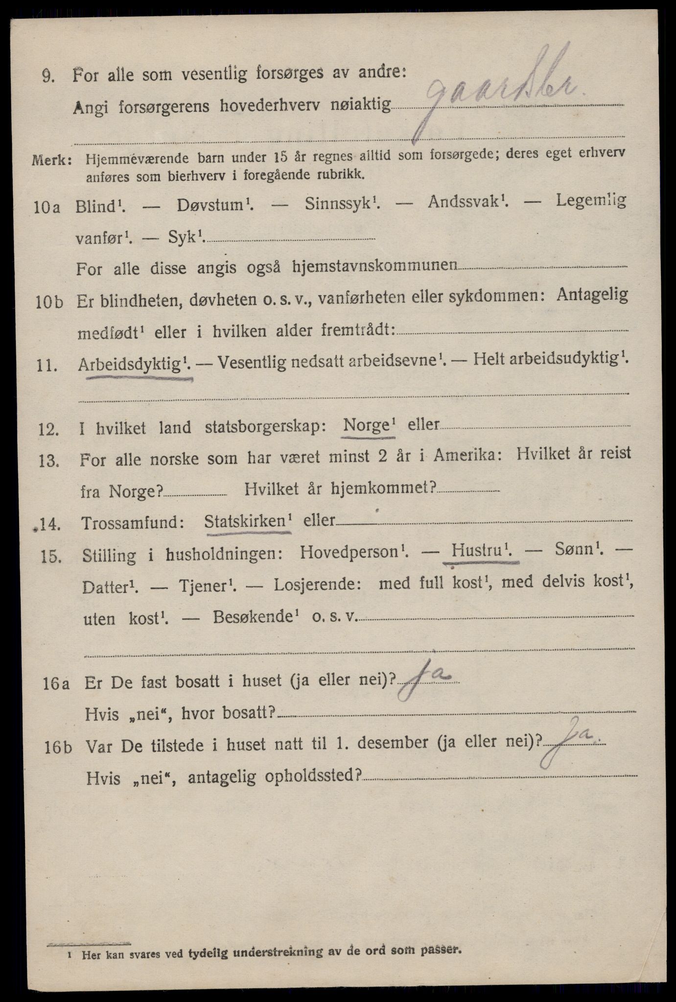 SAST, 1920 census for Varhaug, 1920, p. 4422