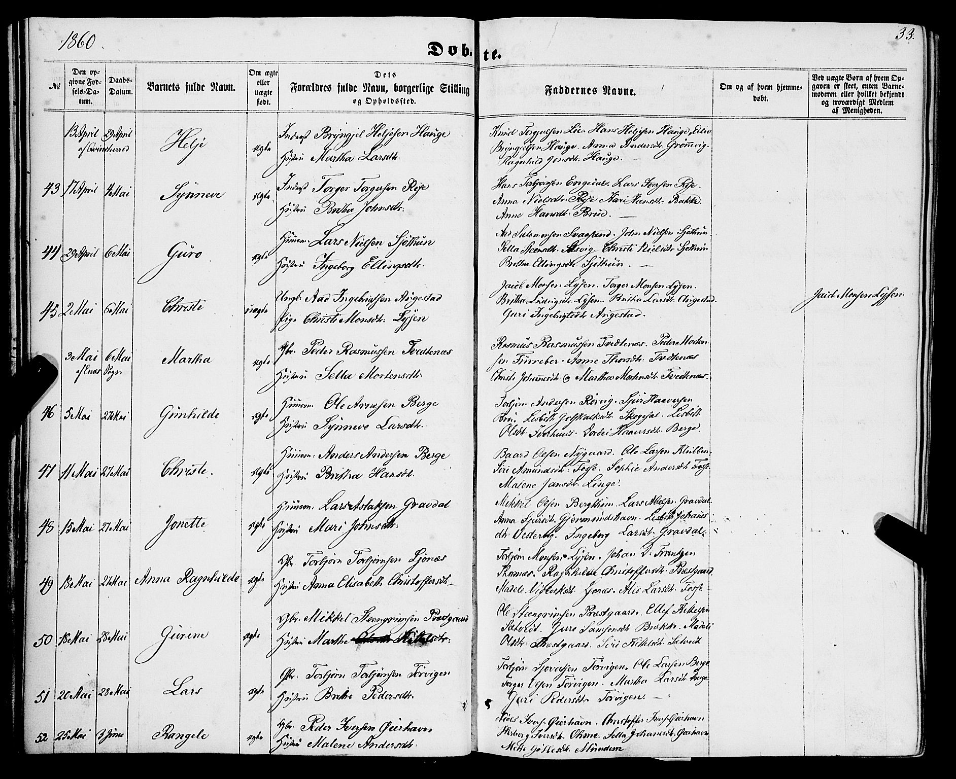 Strandebarm sokneprestembete, AV/SAB-A-78401/H/Haa: Parish register (official) no. A 8, 1858-1872, p. 33