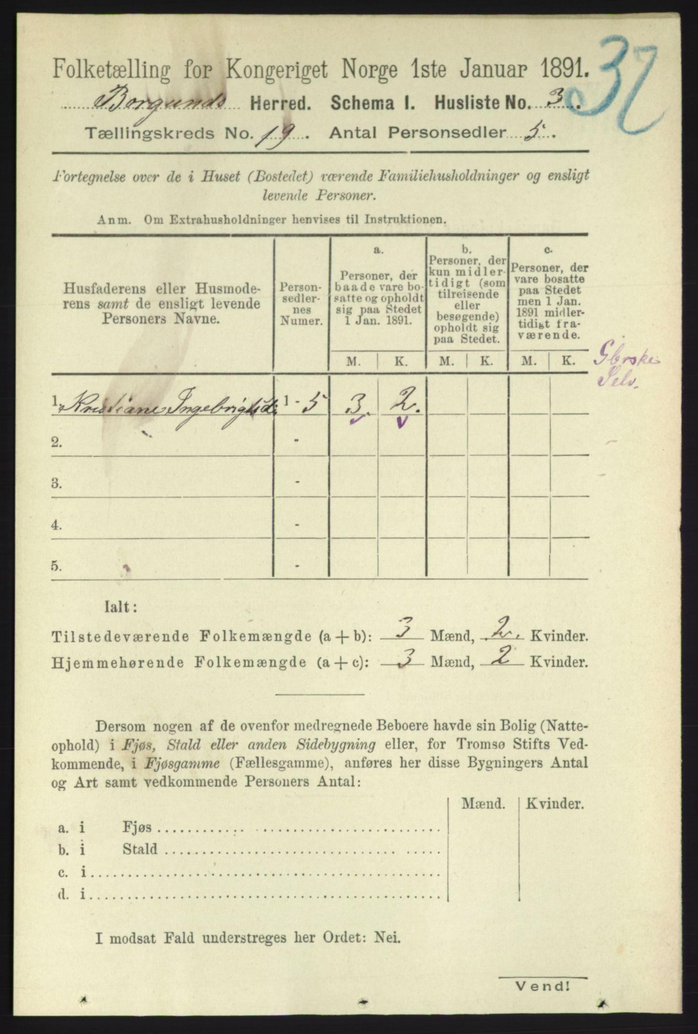 RA, 1891 census for 1531 Borgund, 1891, p. 5945