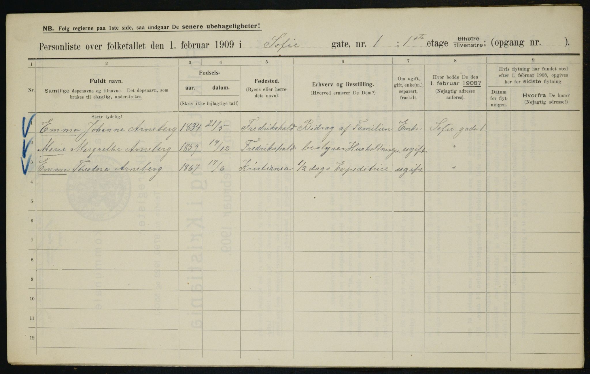 OBA, Municipal Census 1909 for Kristiania, 1909, p. 89476